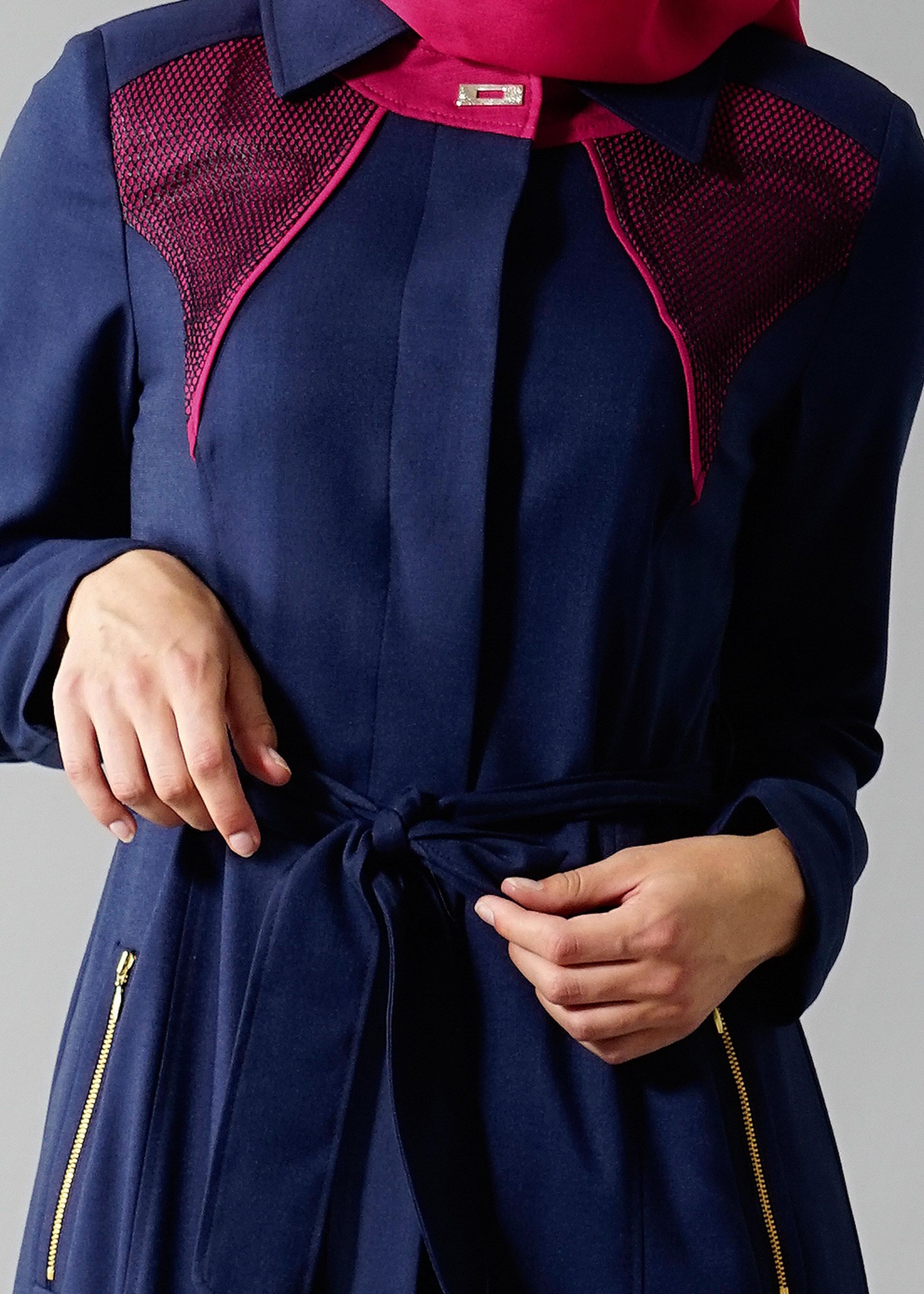 Tesettür giyim LACİVERT 1768 New Shine Tesettür Pardesü 40/48 TEK38