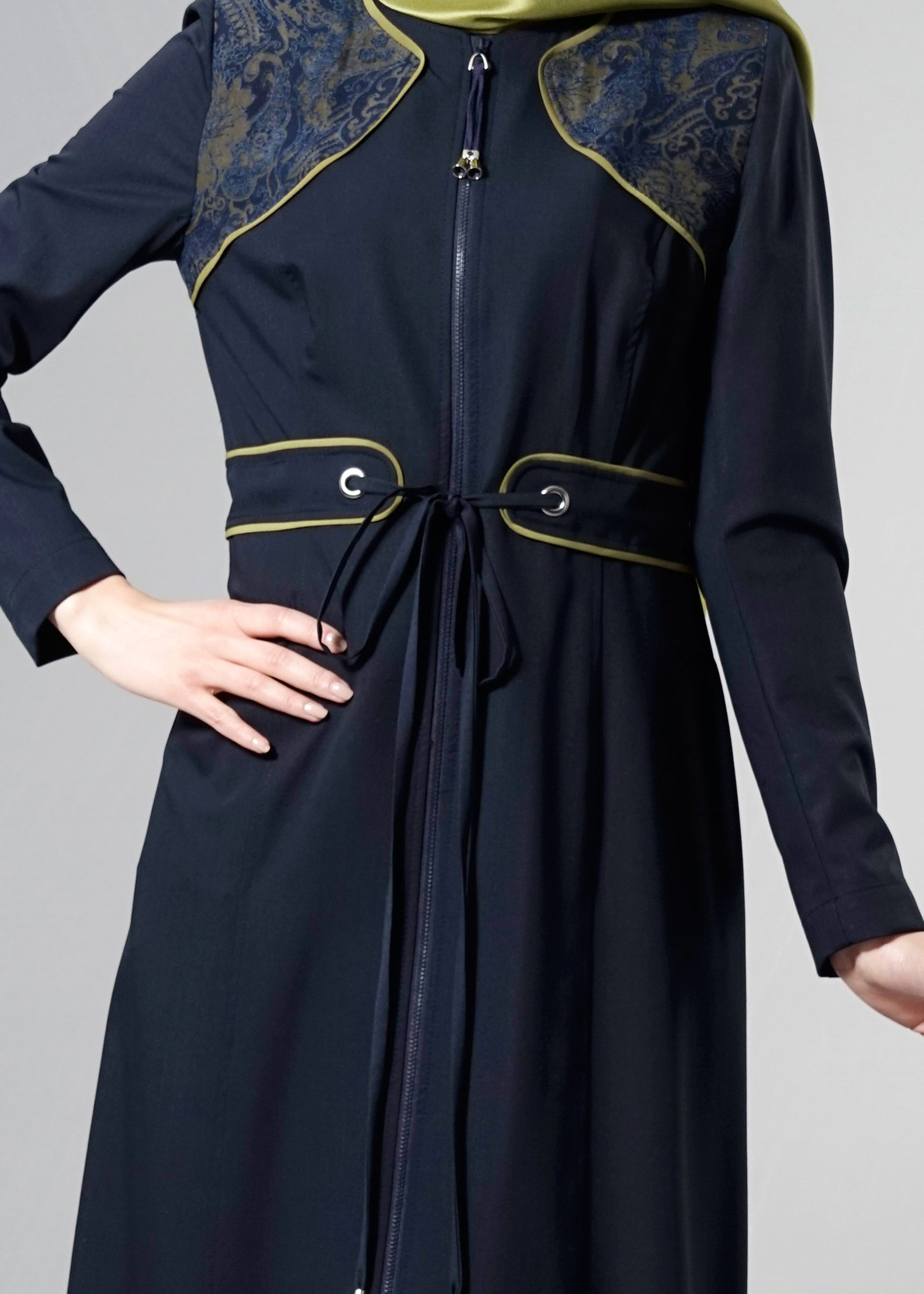 Tesettür giyim LACİVERT BELİ BAĞCIKLI TESETTÜR PARDESÜ 1769