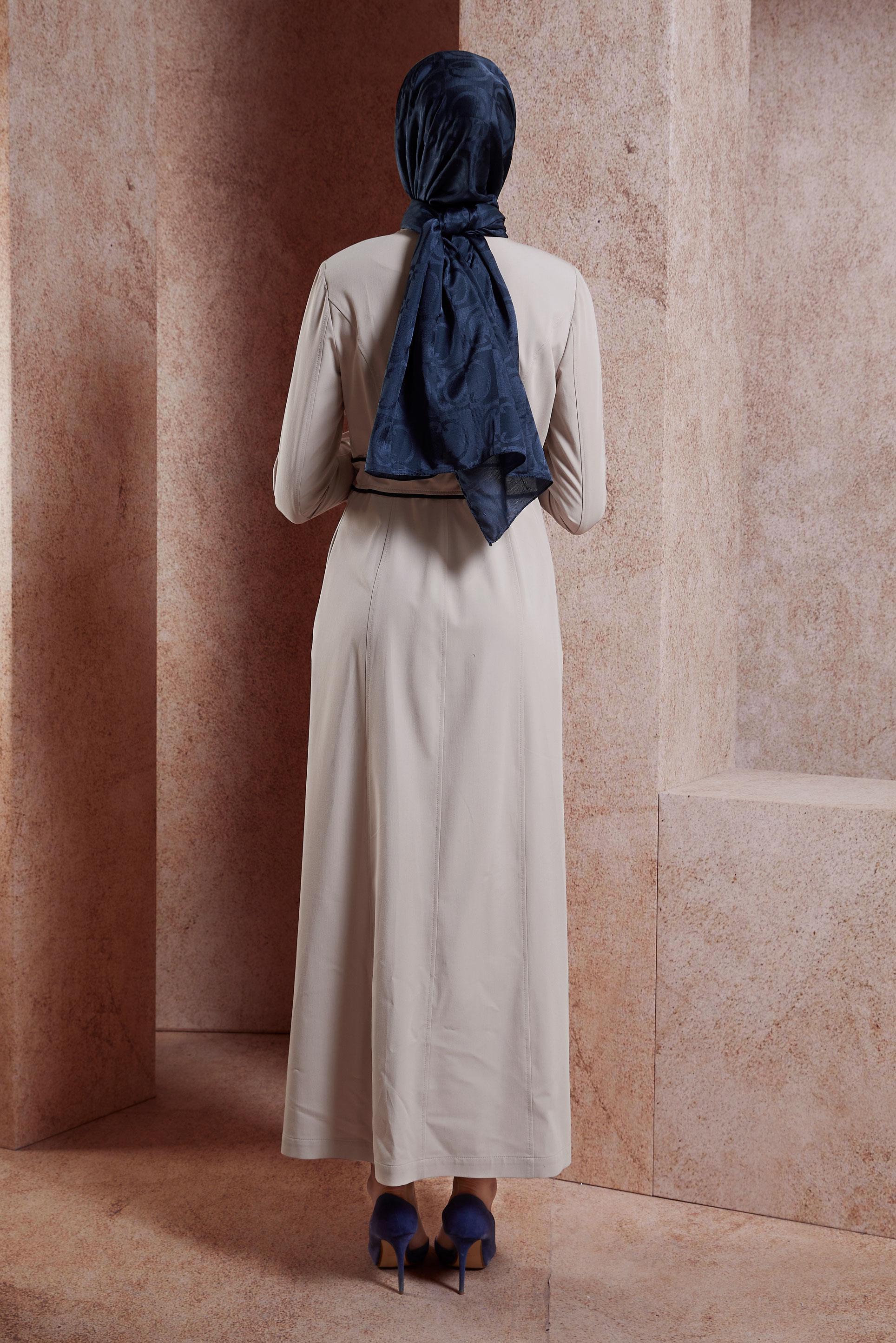 Tesettür giyim BEJ BELİ BAĞCIKLI TESETTÜR PARDESÜ 1769