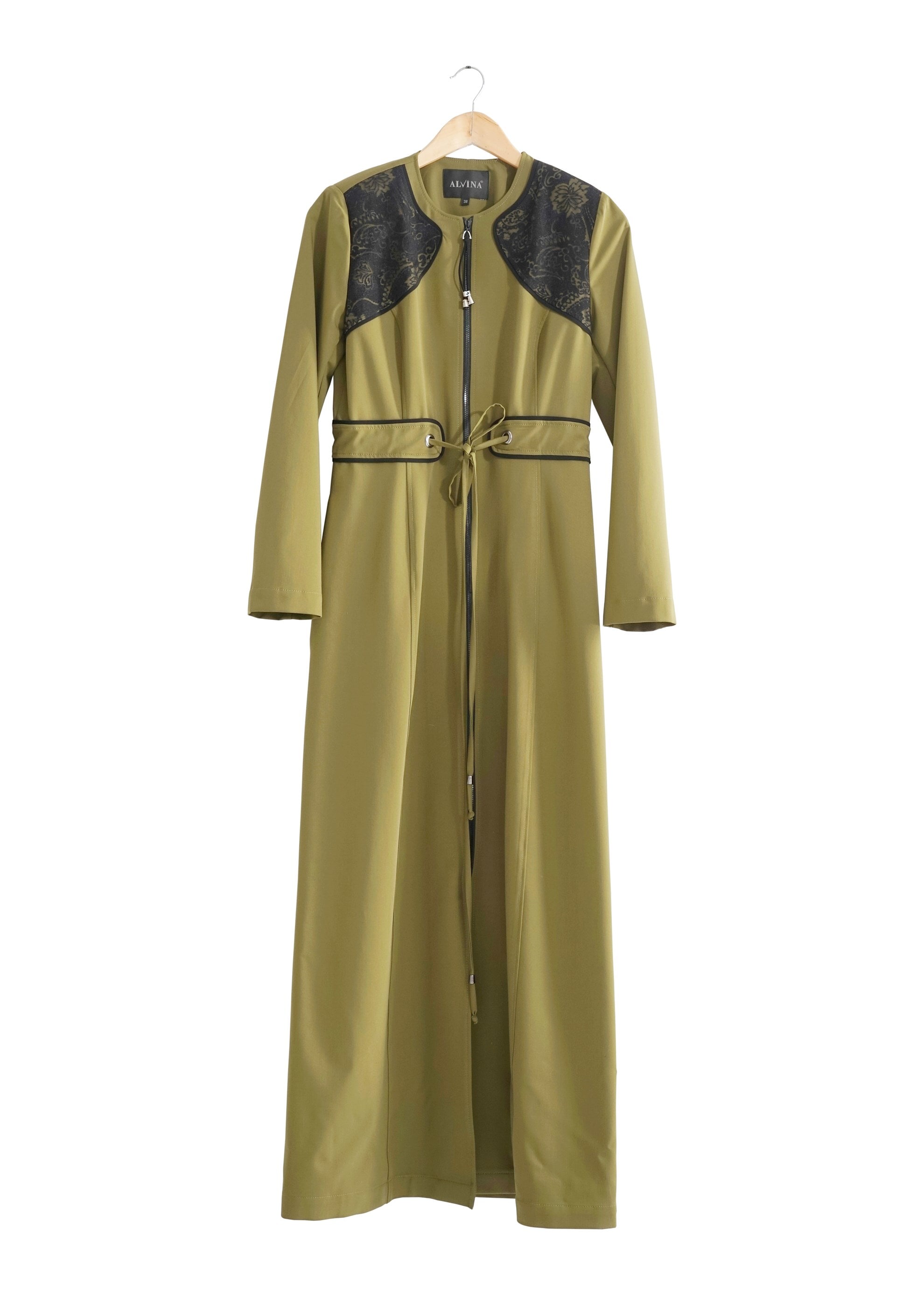 Tesettür giyim YEŞİL BELİ BAĞCIKLI TESETTÜR PARDESÜ 1769