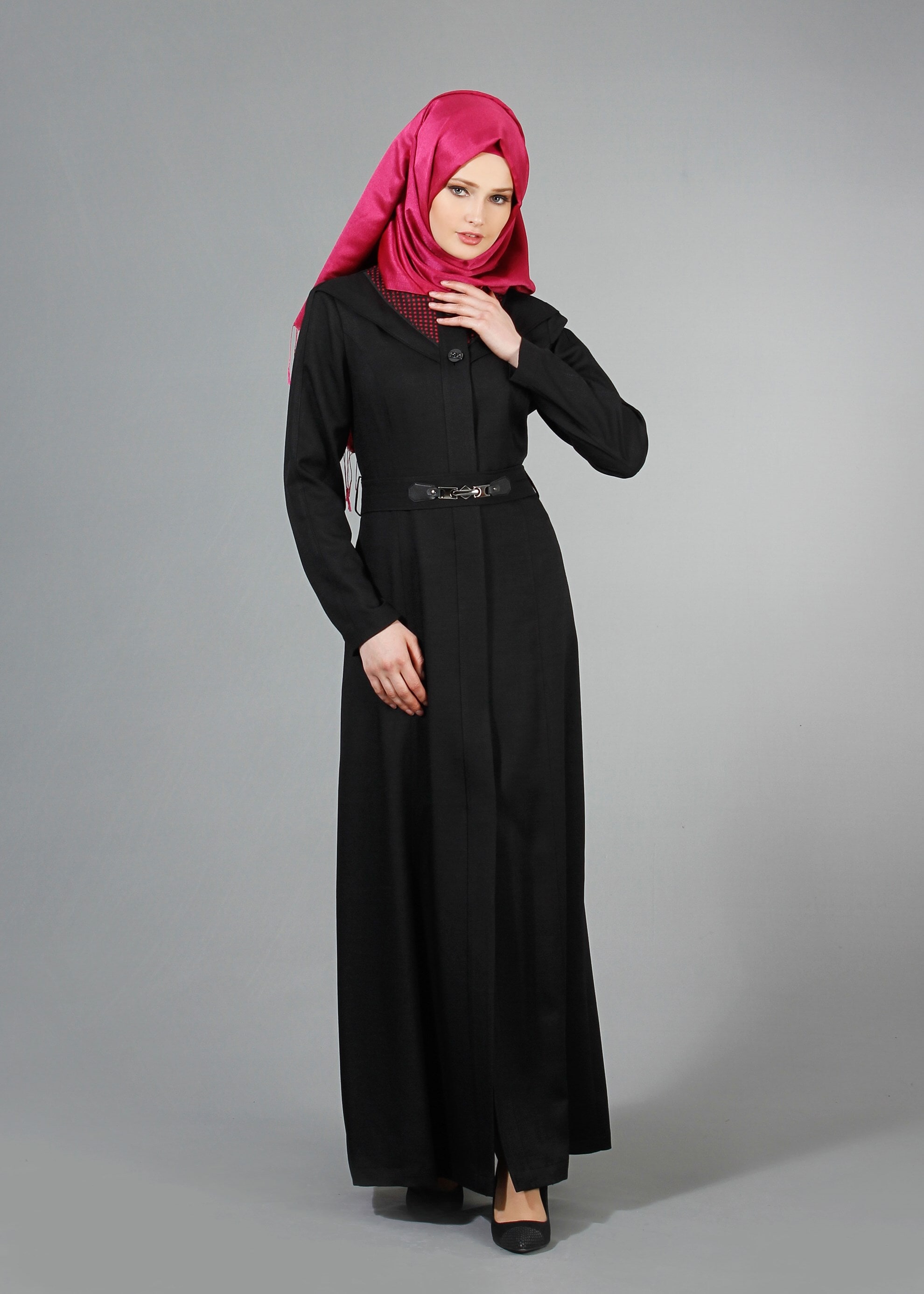 Tesettür giyim SİYAH 1773 New Shine Tesettür Pardesü  40/48 TEK38
