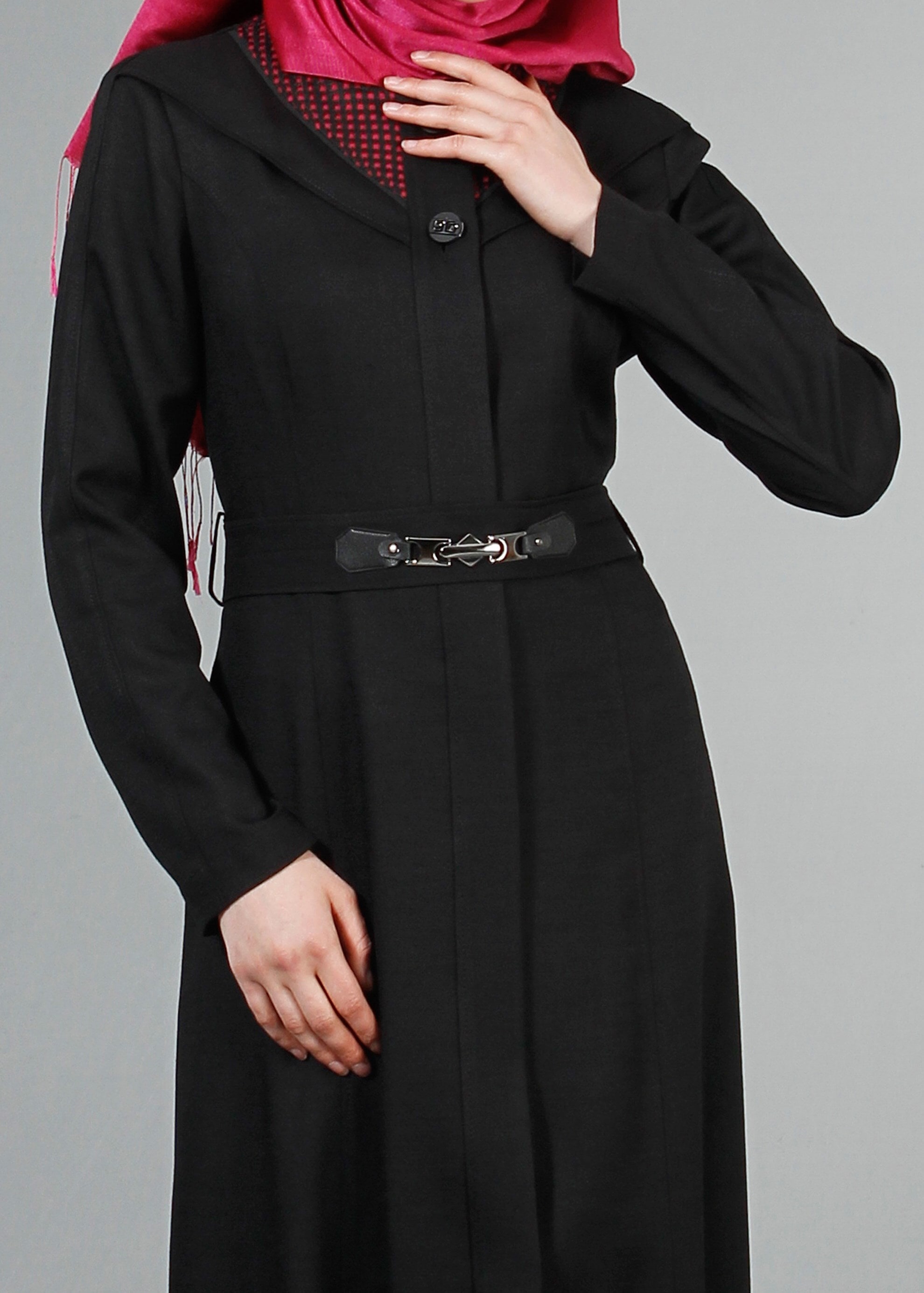 Tesettür giyim SİYAH 1773 New Shine Tesettür Pardesü  40/48 TEK38