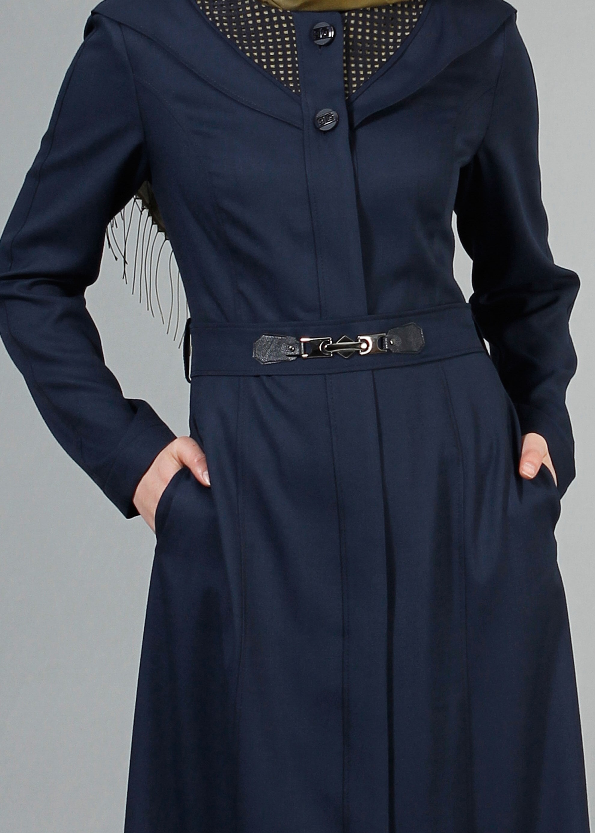 Tesettür giyim LACİVERT 1773 New Shine Tesettür Pardesü  40/48 TEK38