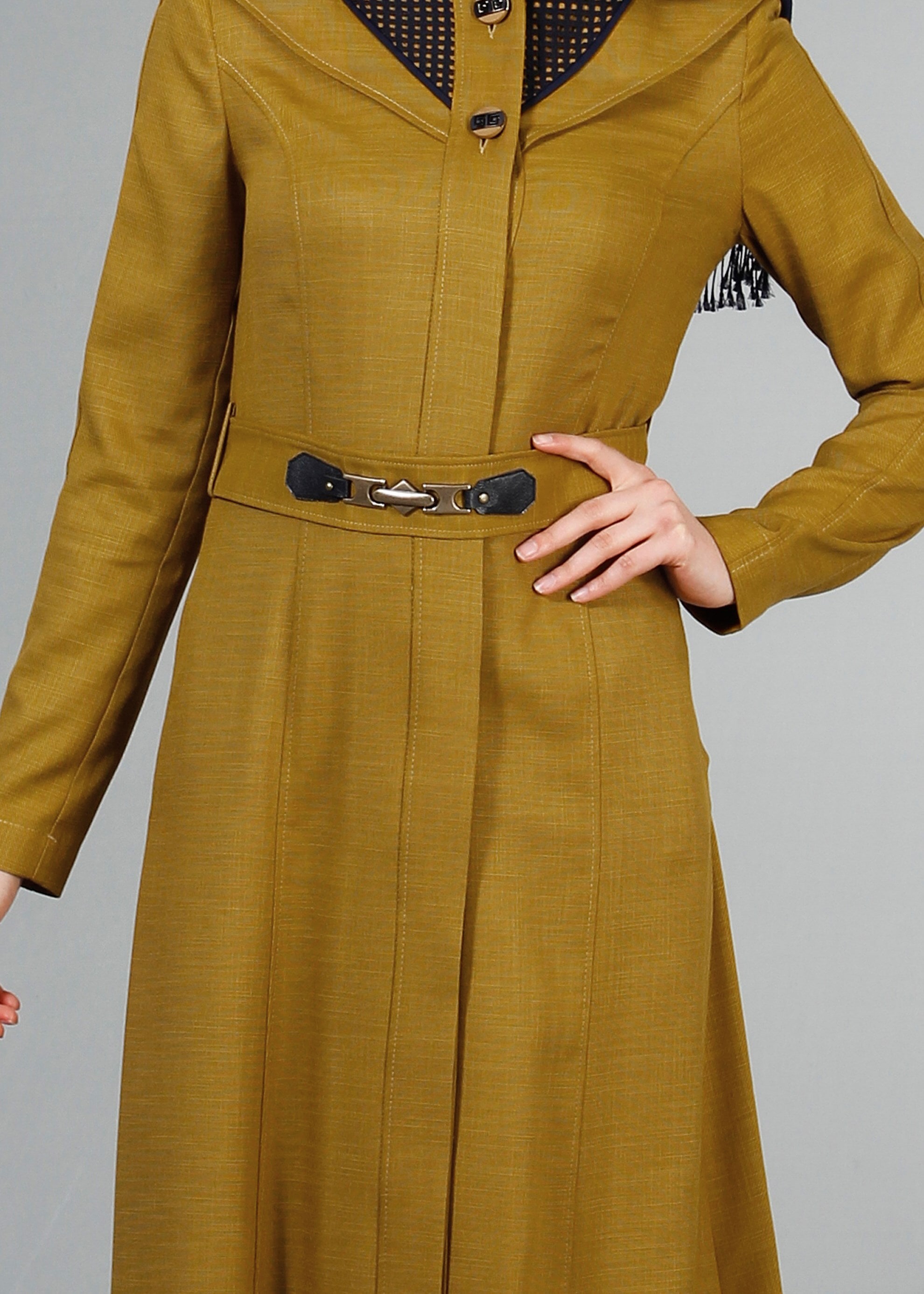 Tesettür giyim YEŞİL 1773 New Shine Tesettür Pardesü  40/48 TEK38