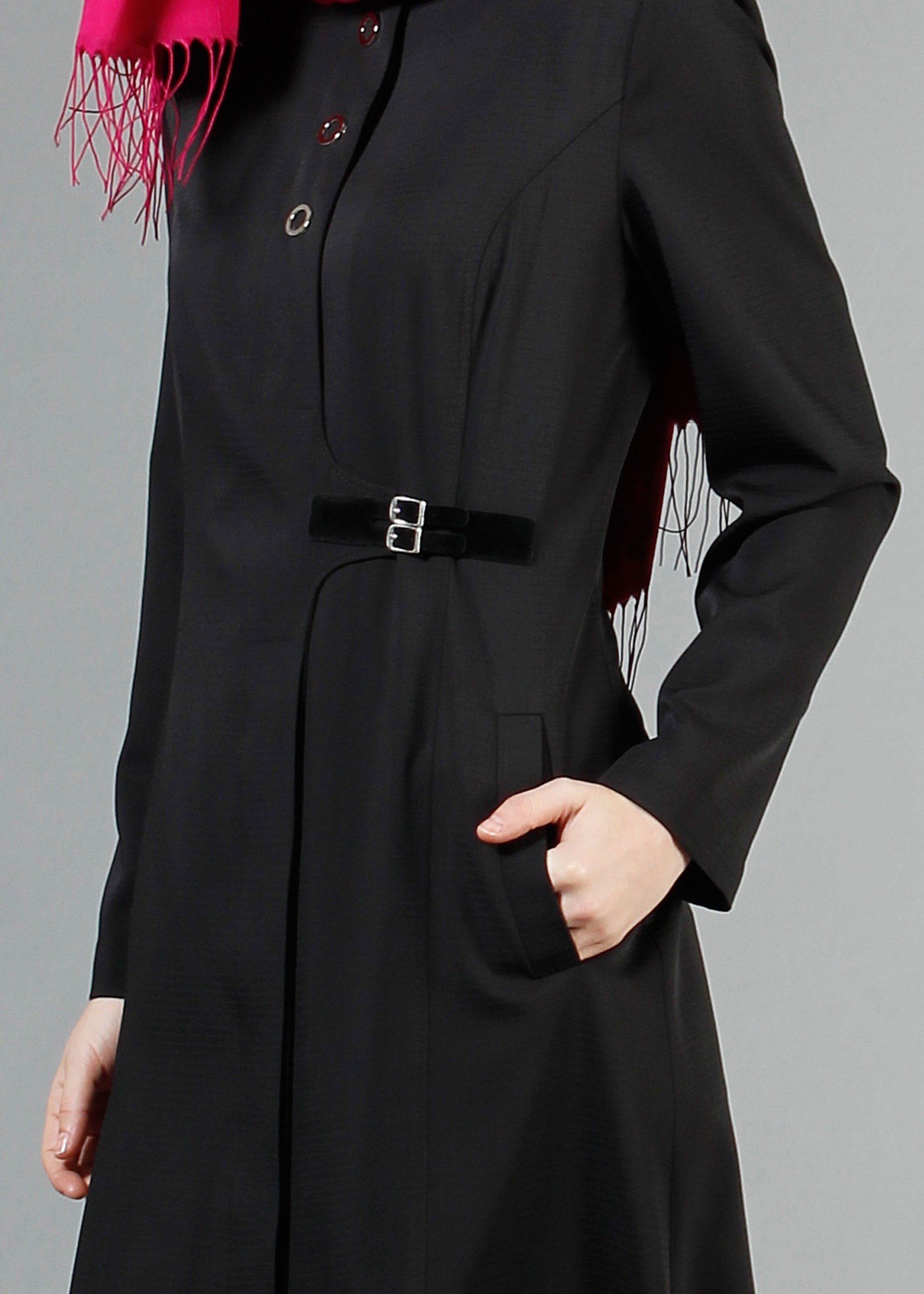 Tesettür giyim SİYAH 1774 Ferda Tesettür 55539 Pardesü 40/48 TEK38