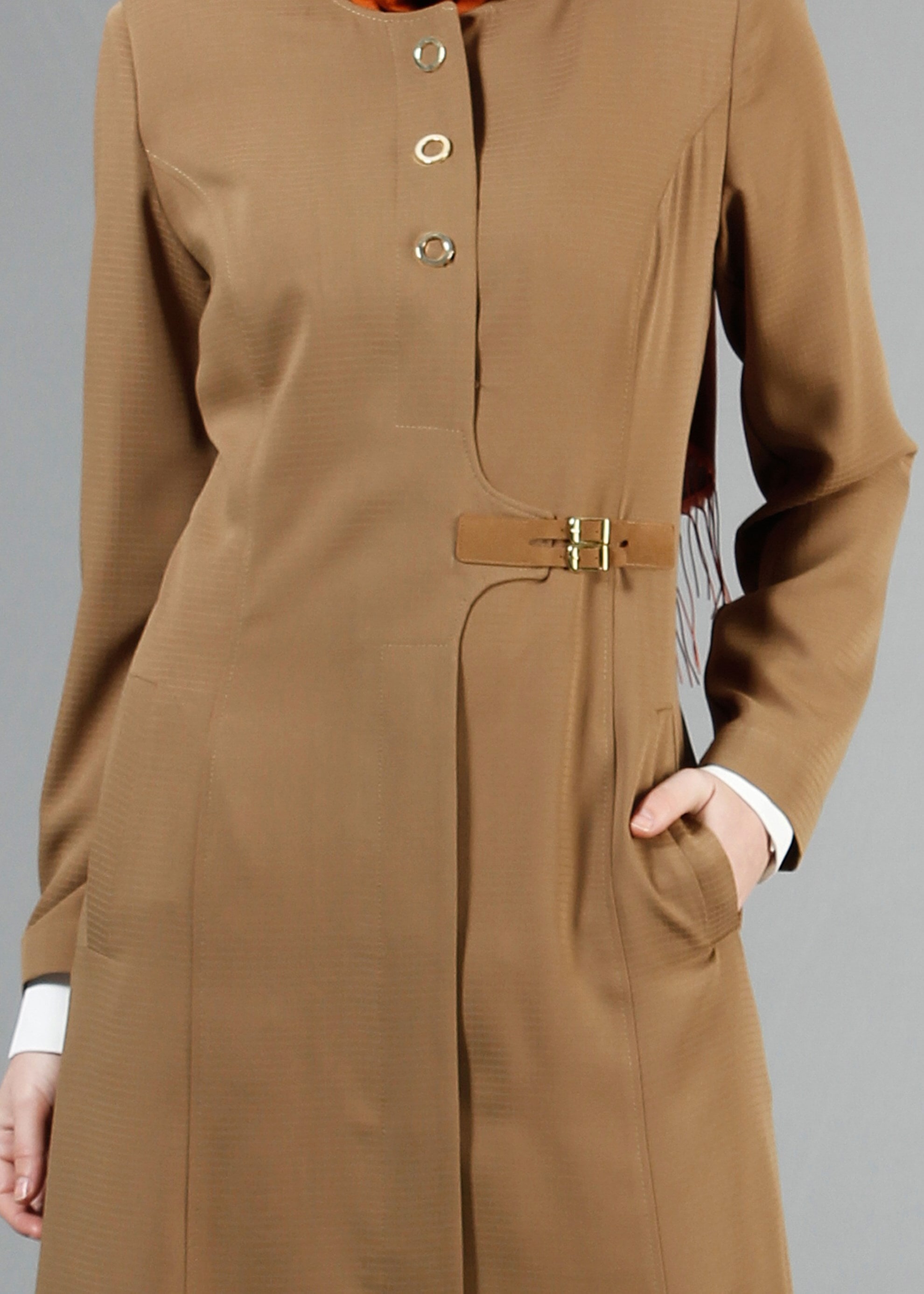 Tesettür giyim KAHVE 1774 Ferda Tesettür 55539 Pardesü 40/48 TEK38