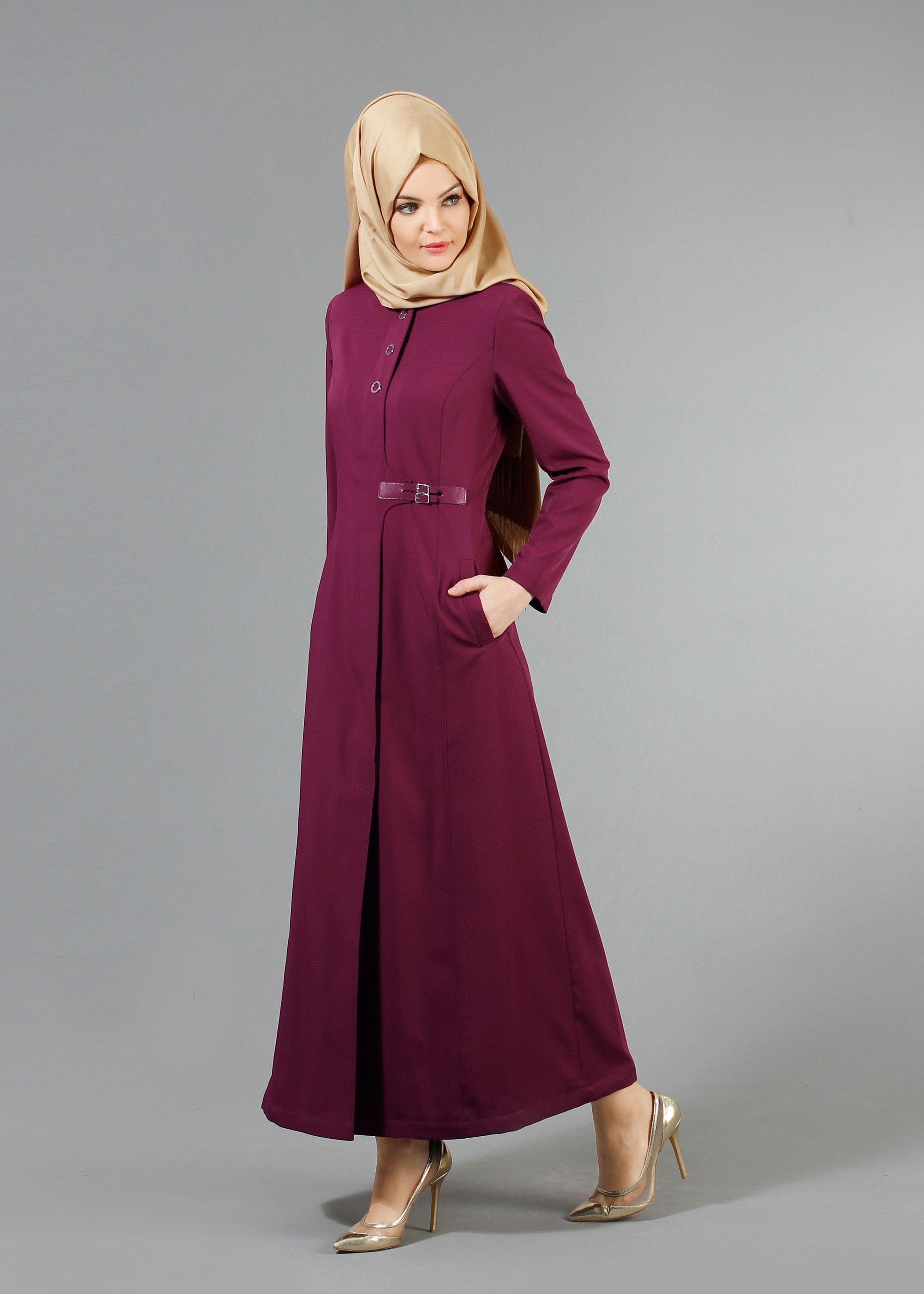 Tesettür giyim MÜRDÜM 1774 Ferda Tesettür 55539 Pardesü 40/48 TEK38
