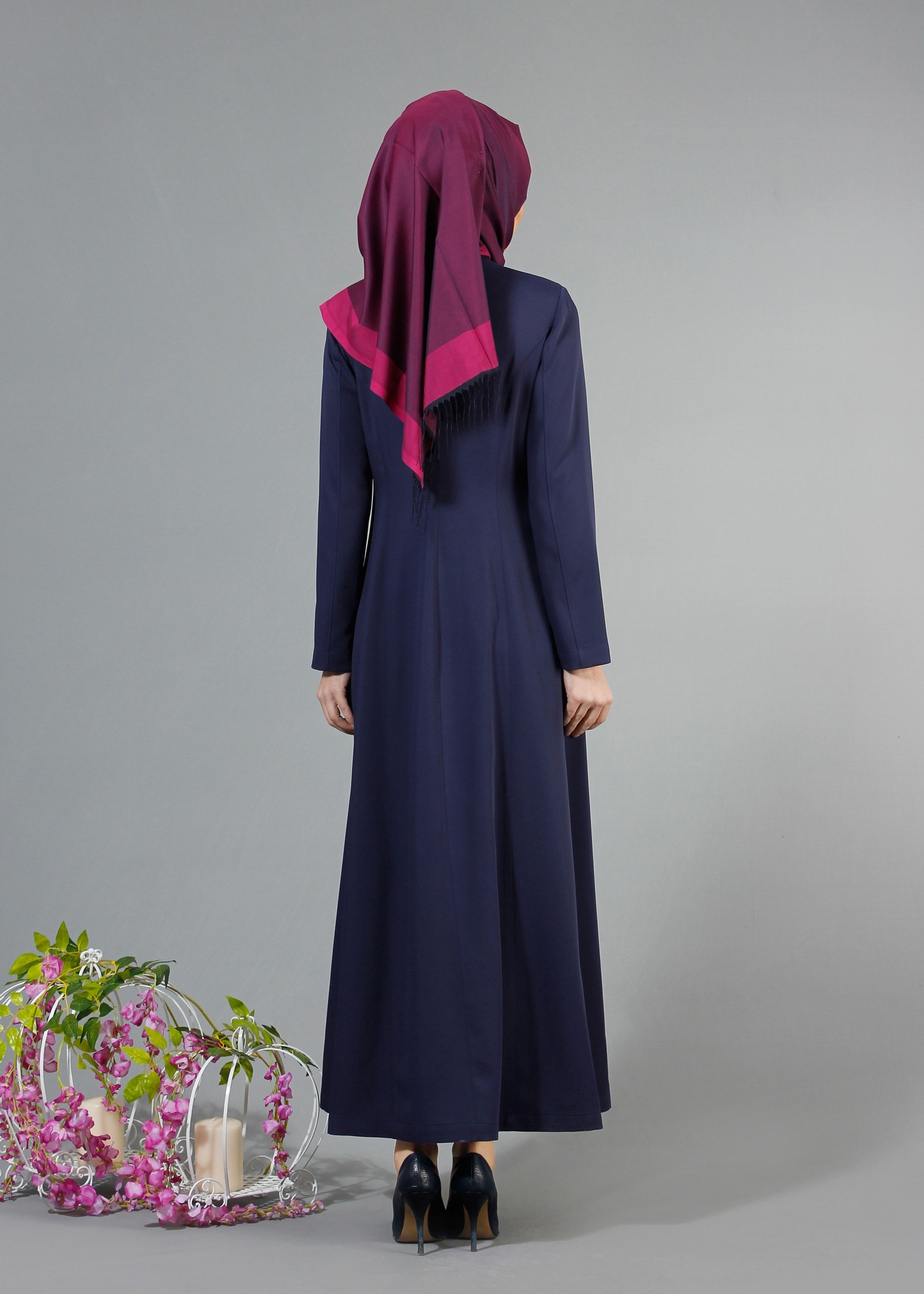 Tesettür giyim LACİVERT 1774 Ferda Tesettür 55539 Pardesü 40/48 TEK38