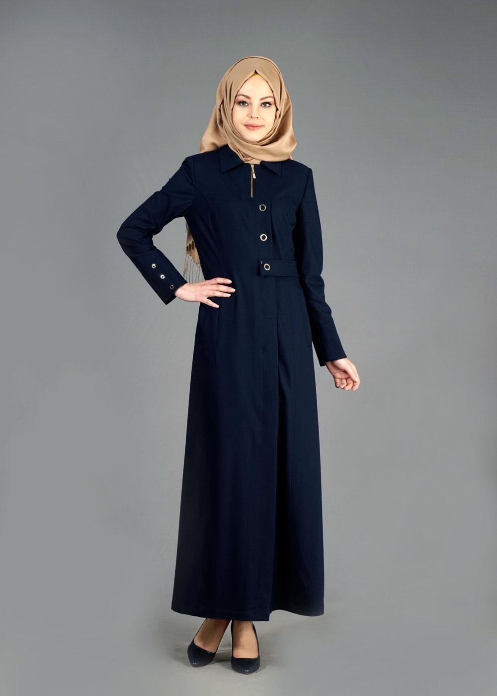 Tesettür giyim LACİVERT 1775 Deborah Tesettür Pardesü 38/46 TEK40