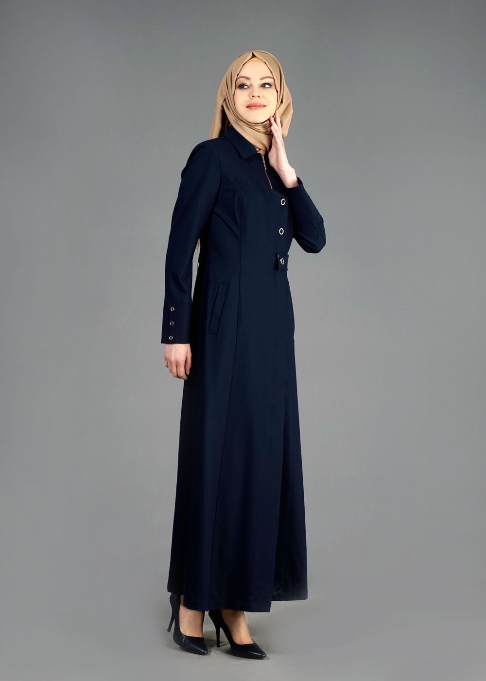 Tesettür giyim LACİVERT 1775 Deborah Tesettür Pardesü 38/46 TEK40