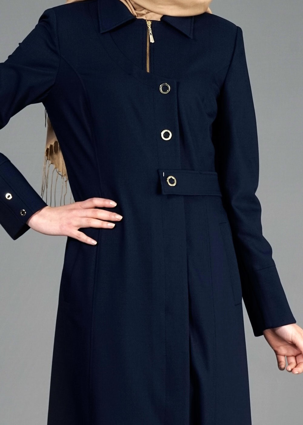 Tesettür giyim LACİVERT 1775 Deborah Tesettür Pardesü 38/46 TEK40