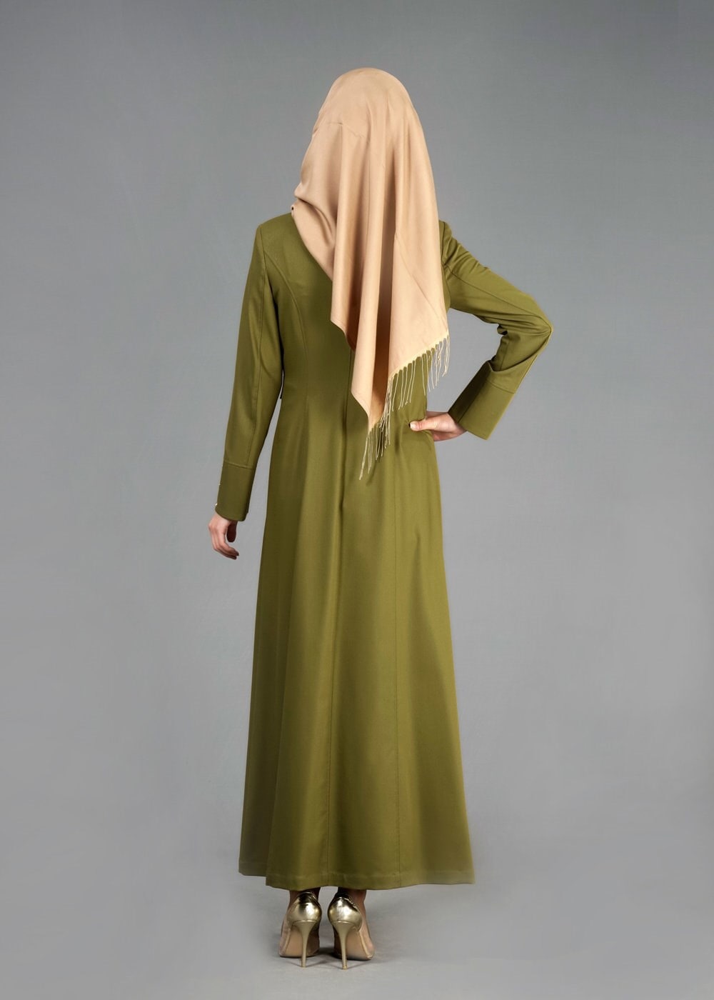 Tesettür giyim YEŞİL 1775 Deborah Tesettür Pardesü 38/46 TEK40