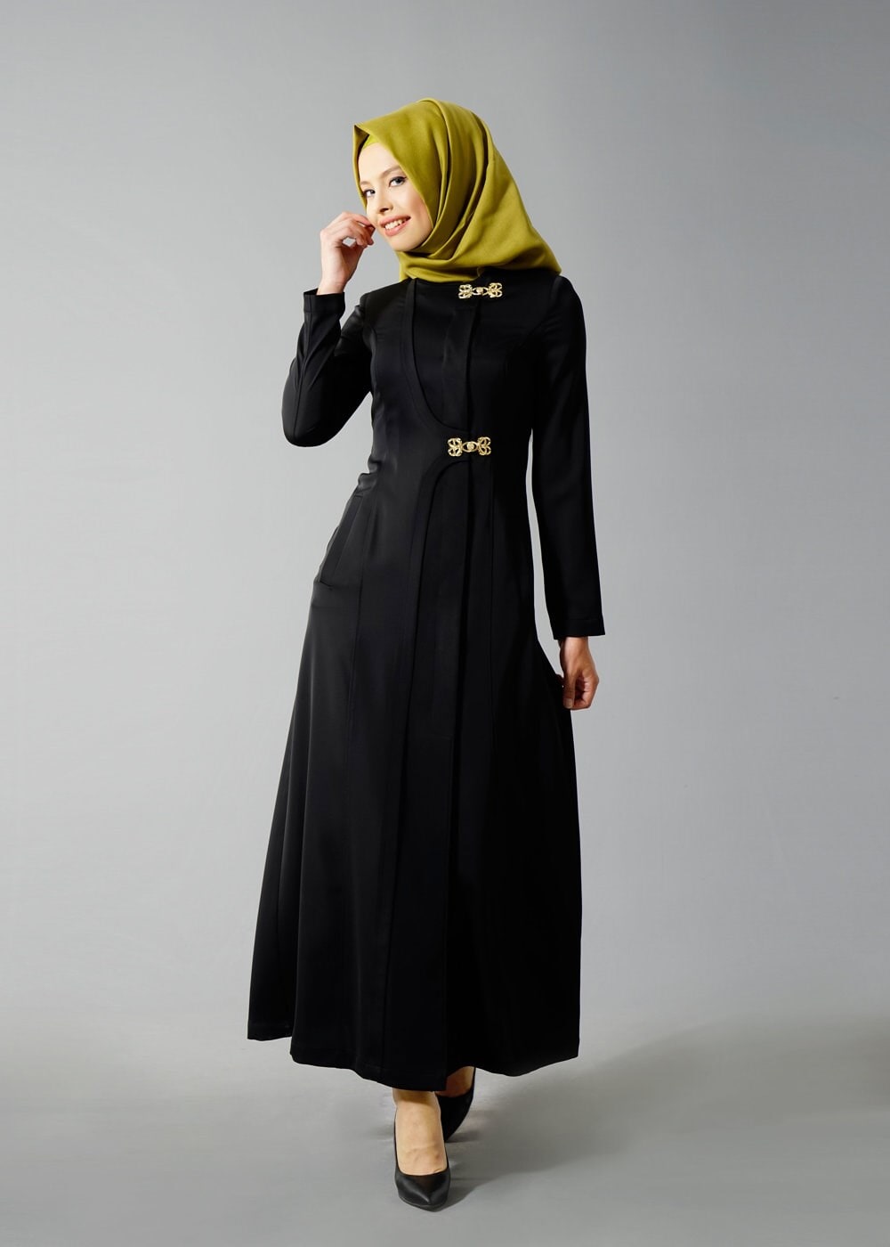 Tesettür giyim SİYAH 1776 Elite Tesettür 11620 Pardesü 38/46 TEK40