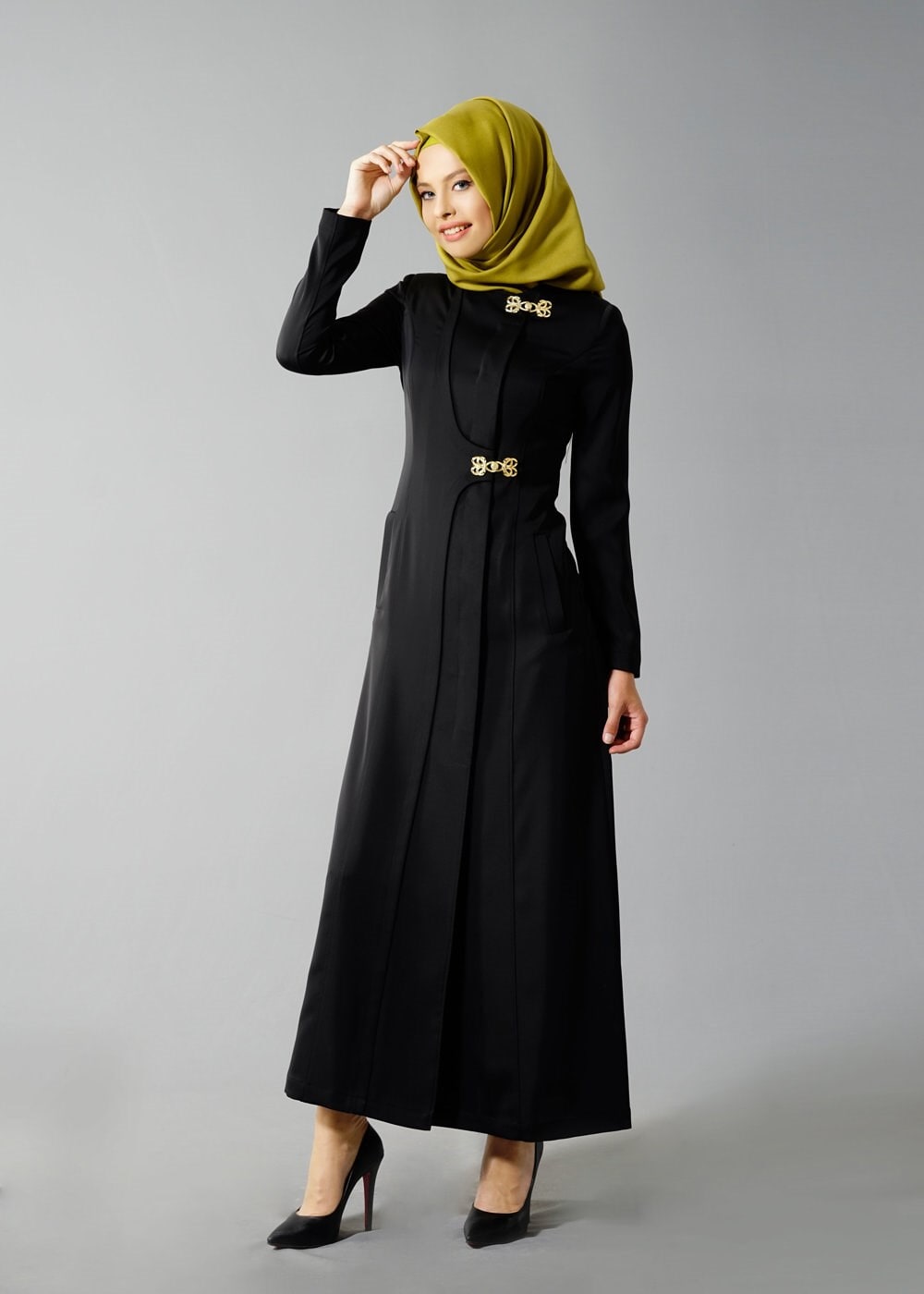 Tesettür giyim SİYAH 1776 Elite Tesettür 11620 Pardesü 38/46 TEK40