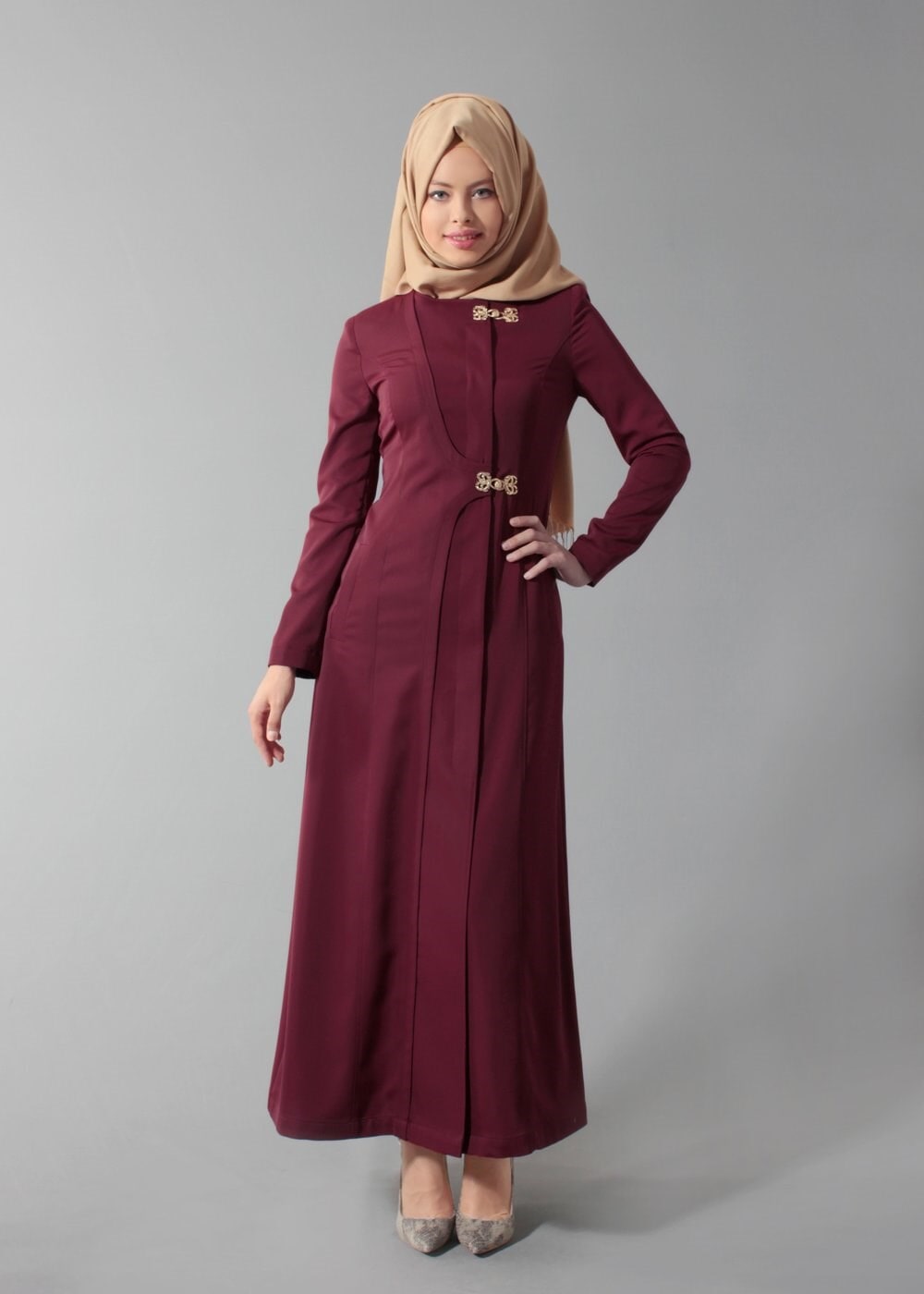 Tesettür giyim BORDO 1776 Elite Tesettür 11620 Pardesü 38/46 TEK40