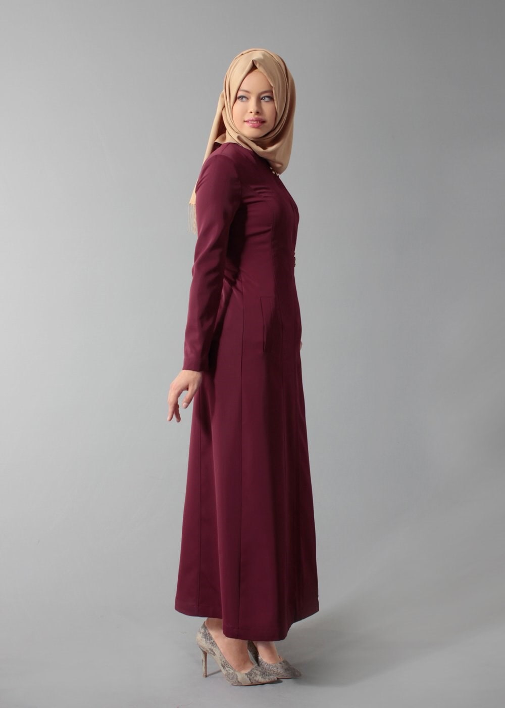 Tesettür giyim BORDO 1776 Elite Tesettür 11620 Pardesü 38/46 TEK40