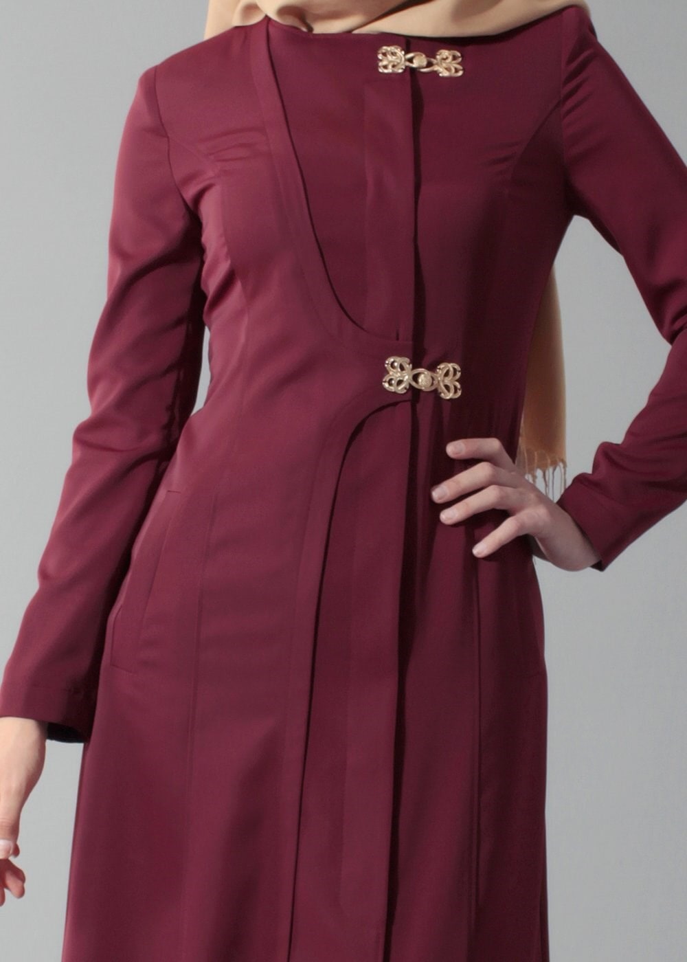 Tesettür giyim BORDO 1776 Elite Tesettür 11620 Pardesü 38/46 TEK40