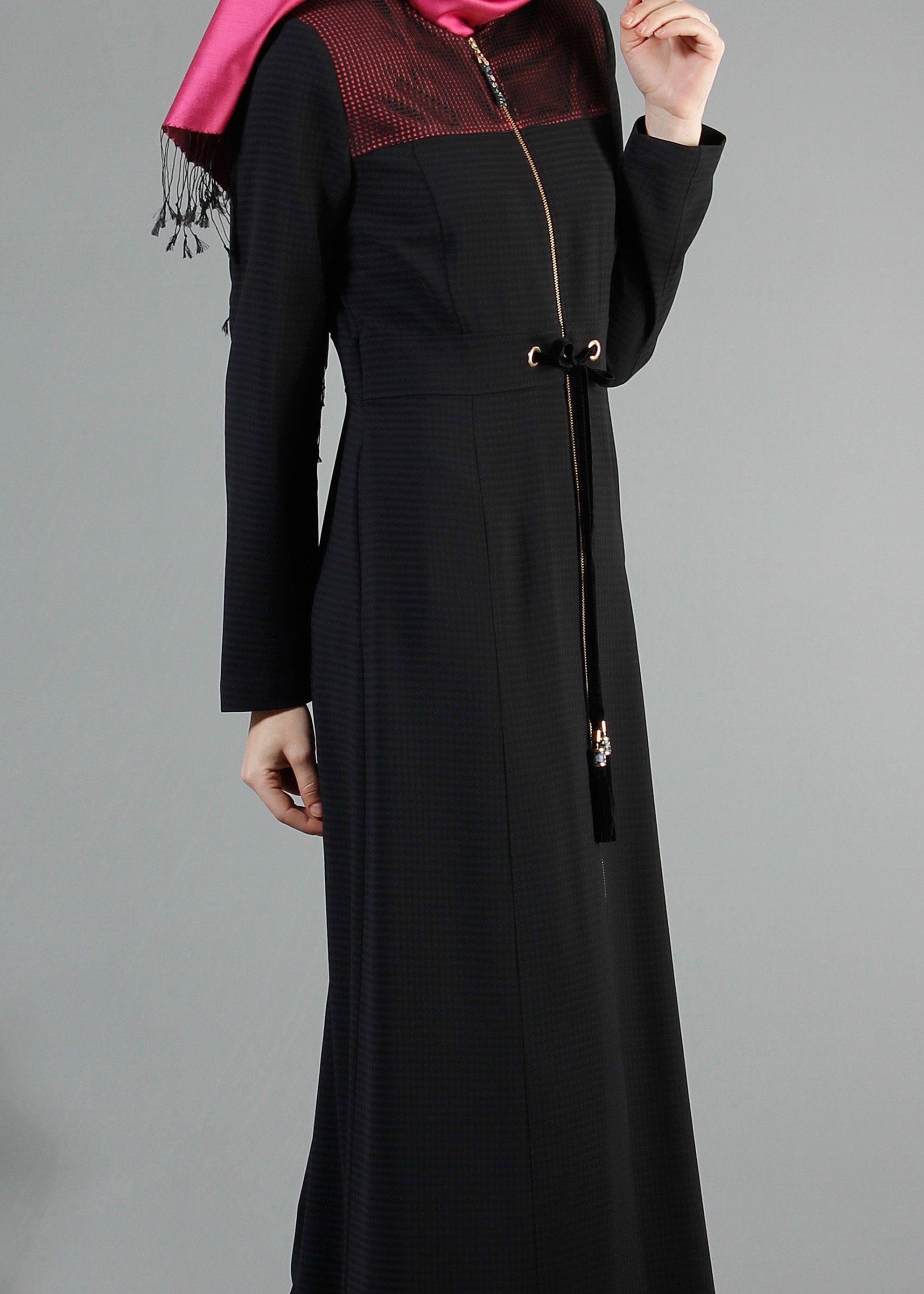 Tesettür giyim SİYAH 1777 Uvertur Tesettür Pardesü 38/46 TEK40