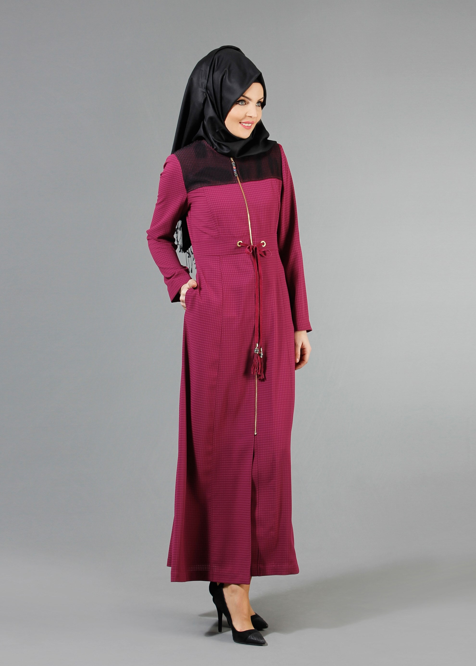 Tesettür giyim MOR 1777 Uvertur Tesettür Pardesü 38/46 TEK40