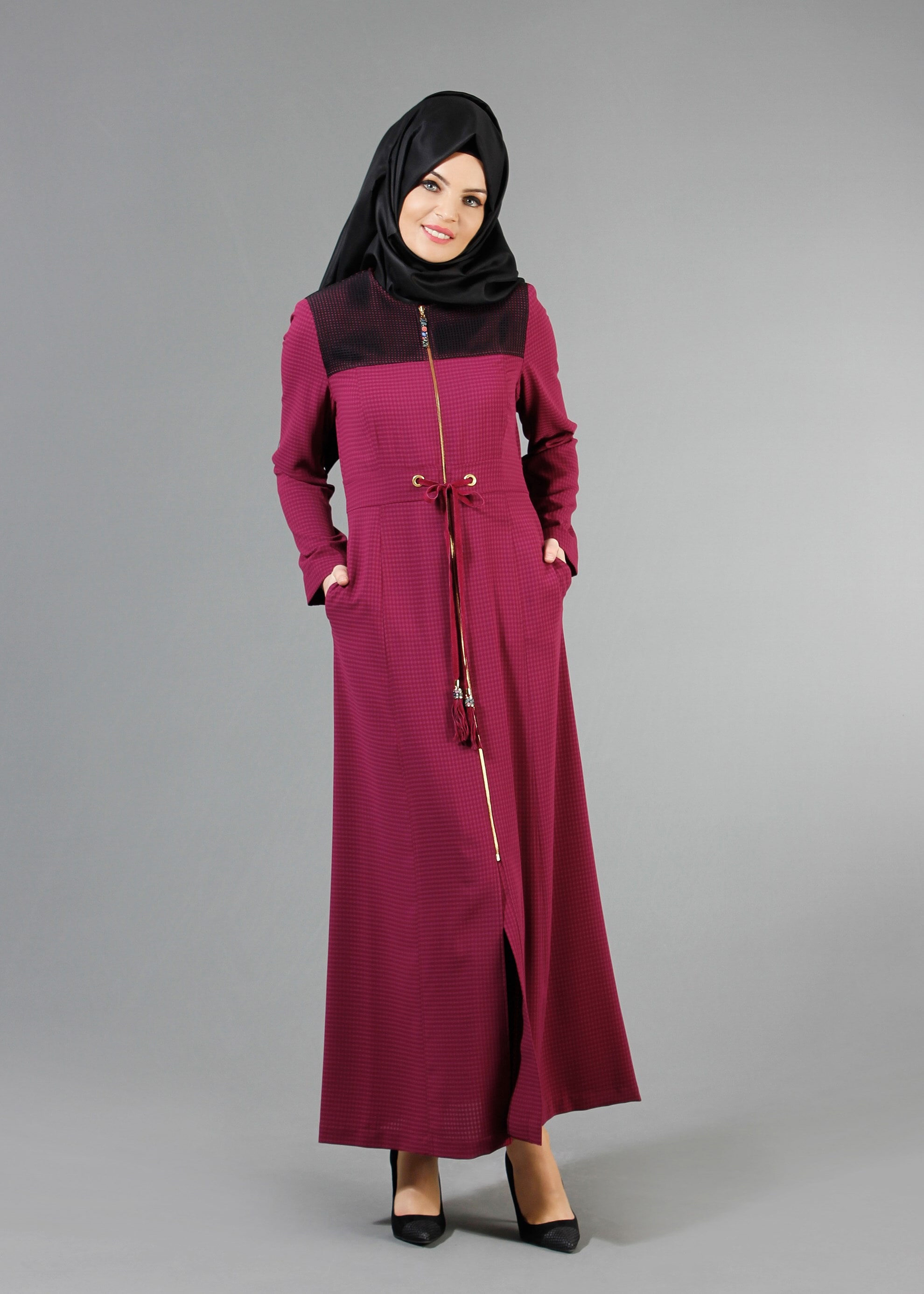 Tesettür giyim MOR 1777 Uvertur Tesettür Pardesü 38/46 TEK40