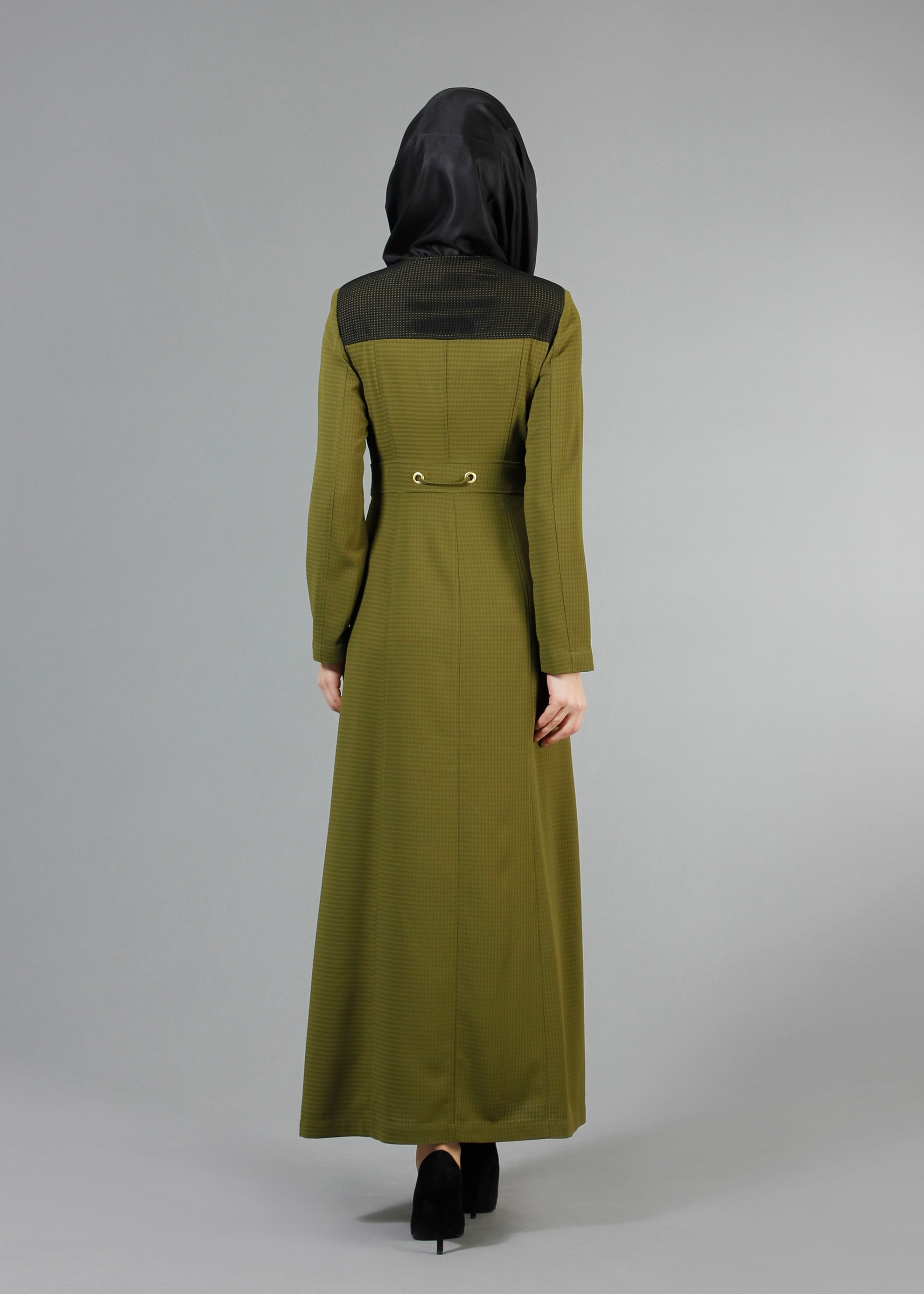 Tesettür giyim YEŞİL 1777 Uvertur Tesettür Pardesü 38/46 TEK40