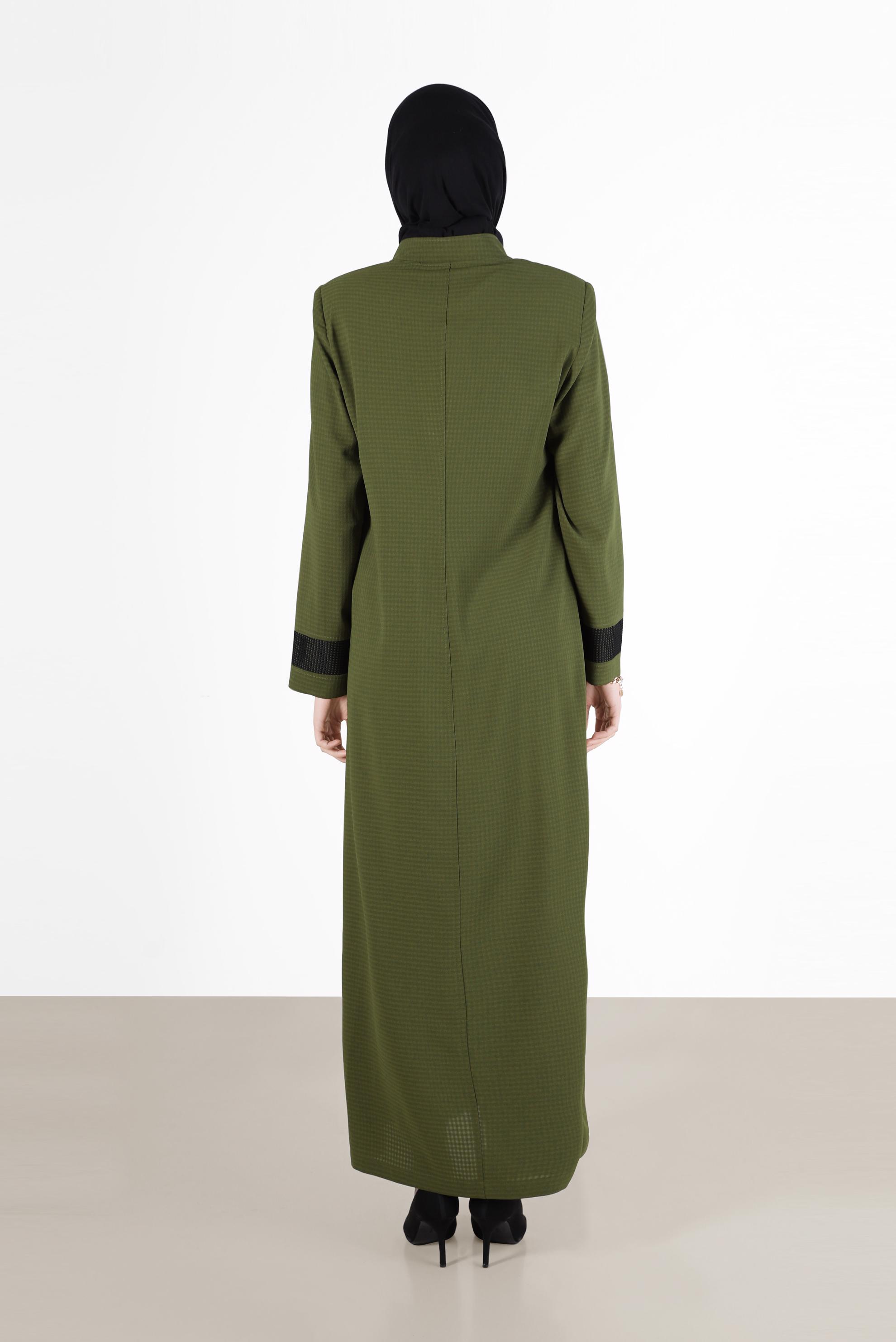 Vêtements hijab VERT PARDESSUS COL MANDARINE MOTIF VICHY 1778