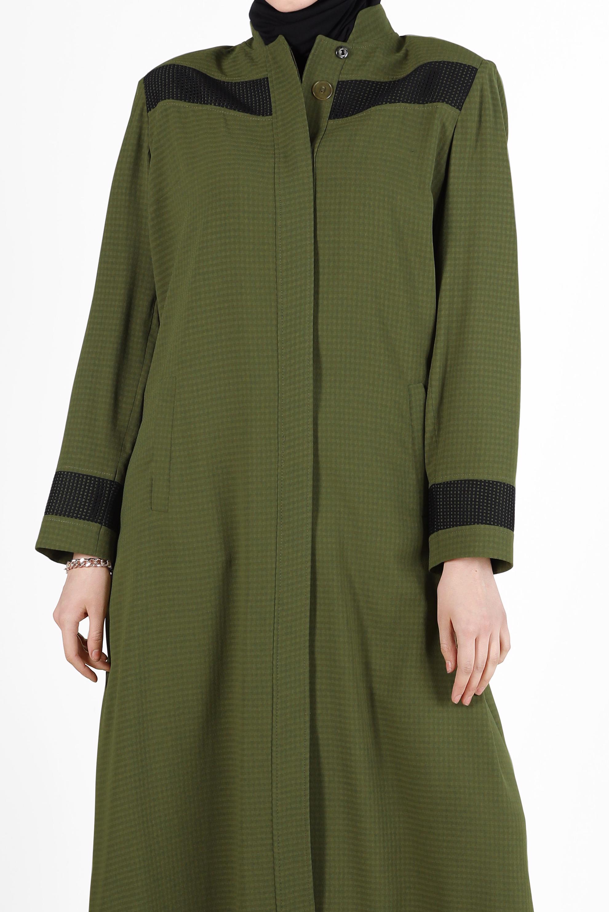 Vêtements hijab VERT PARDESSUS COL MANDARINE MOTIF VICHY 1778