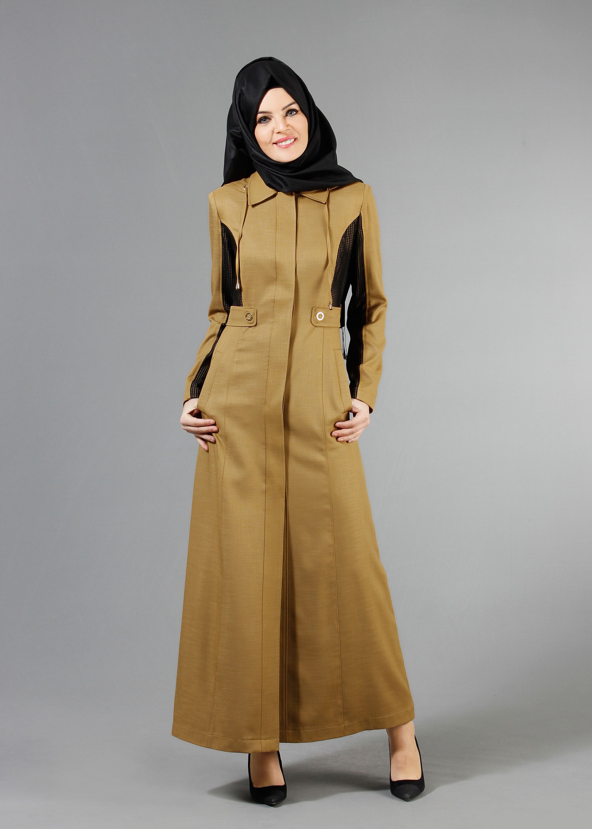 Tesettür giyim YEŞİL 1779 New Shine Tesettür Pardesü 38/46