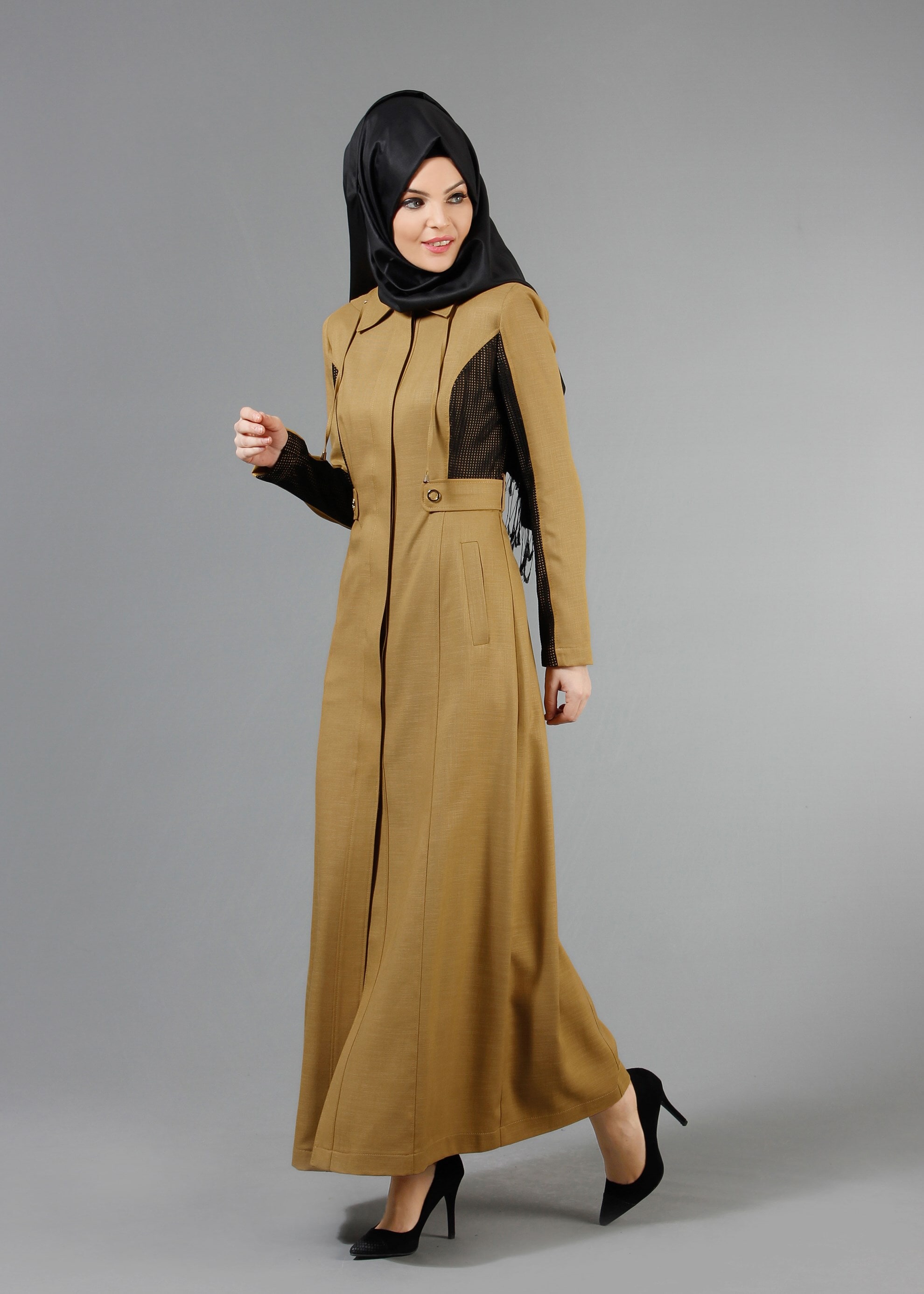 Tesettür giyim YEŞİL 1779 New Shine Tesettür Pardesü 38/46