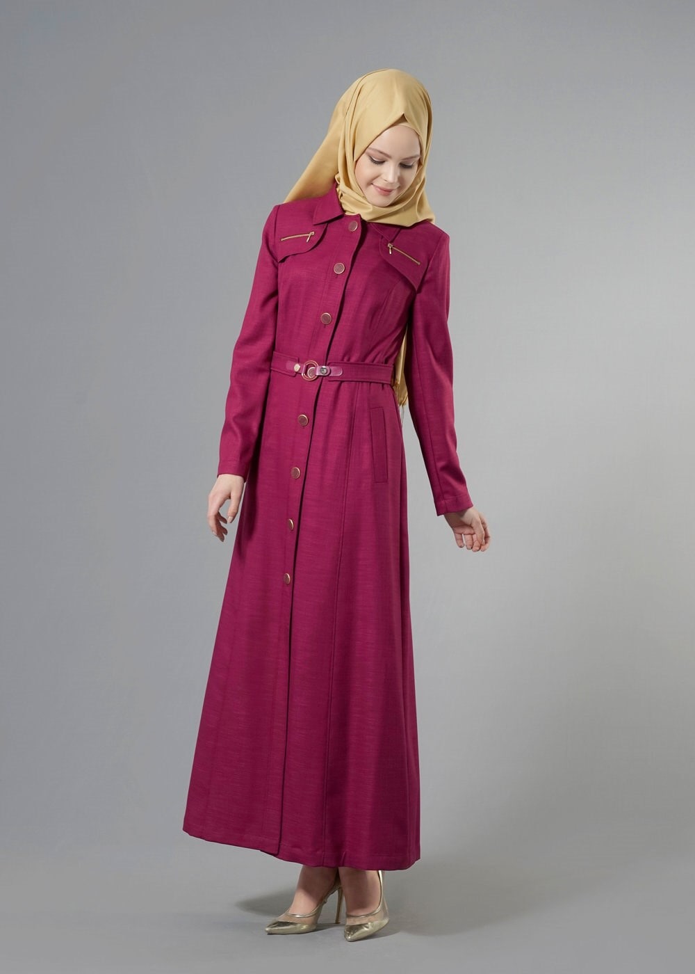 Tesettür giyim MOR 1780 New Shine Tesettür Pardesü 38/46 TEK40