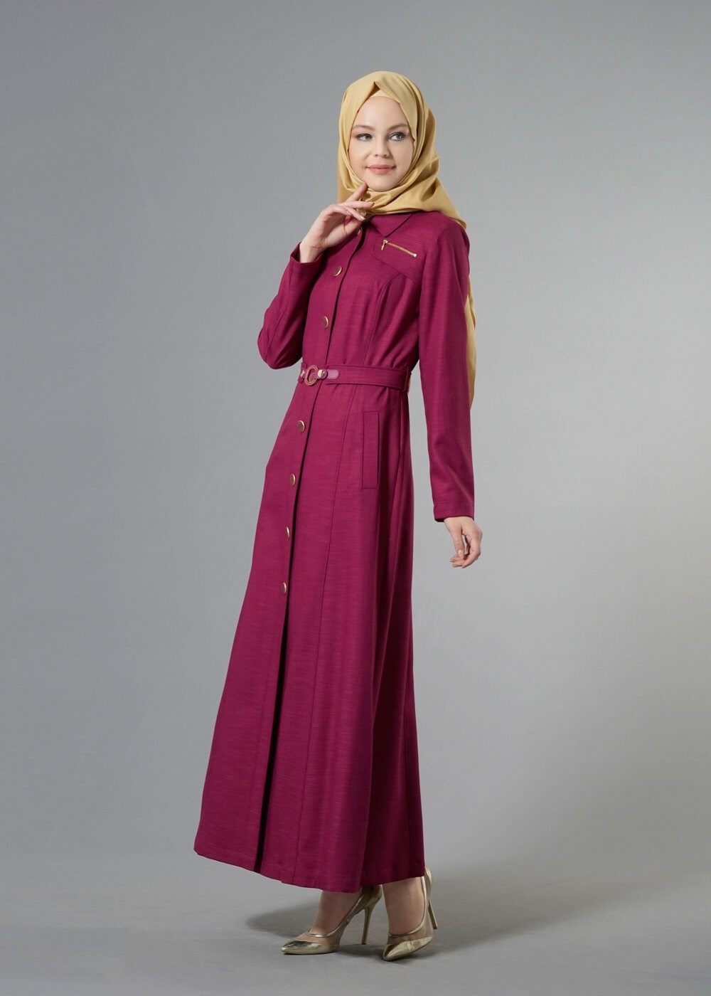 Tesettür giyim MOR 1780 New Shine Tesettür Pardesü 38/46 TEK40