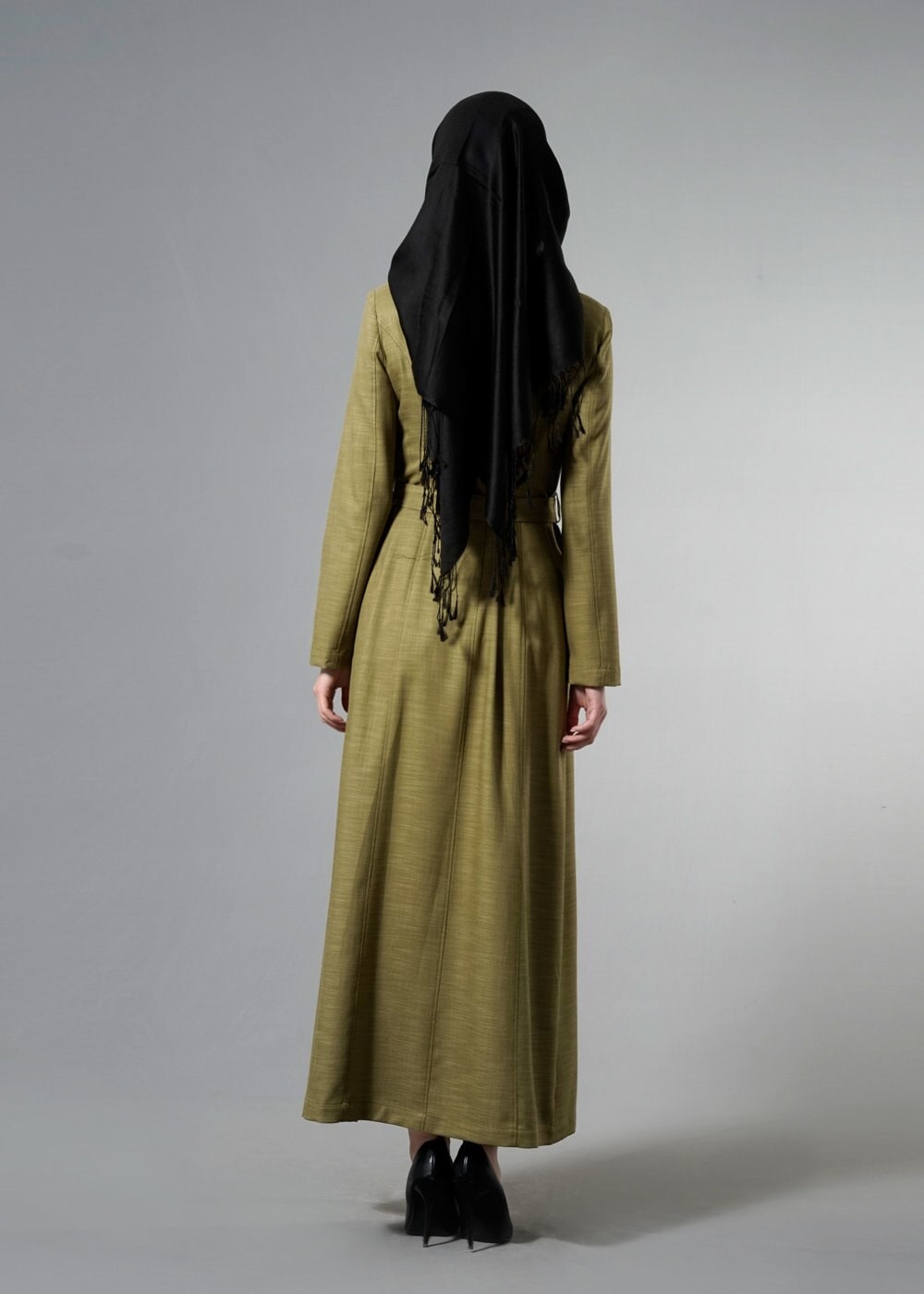 Tesettür giyim YEŞİL 1780 New Shine Tesettür Pardesü 38/46 TEK40