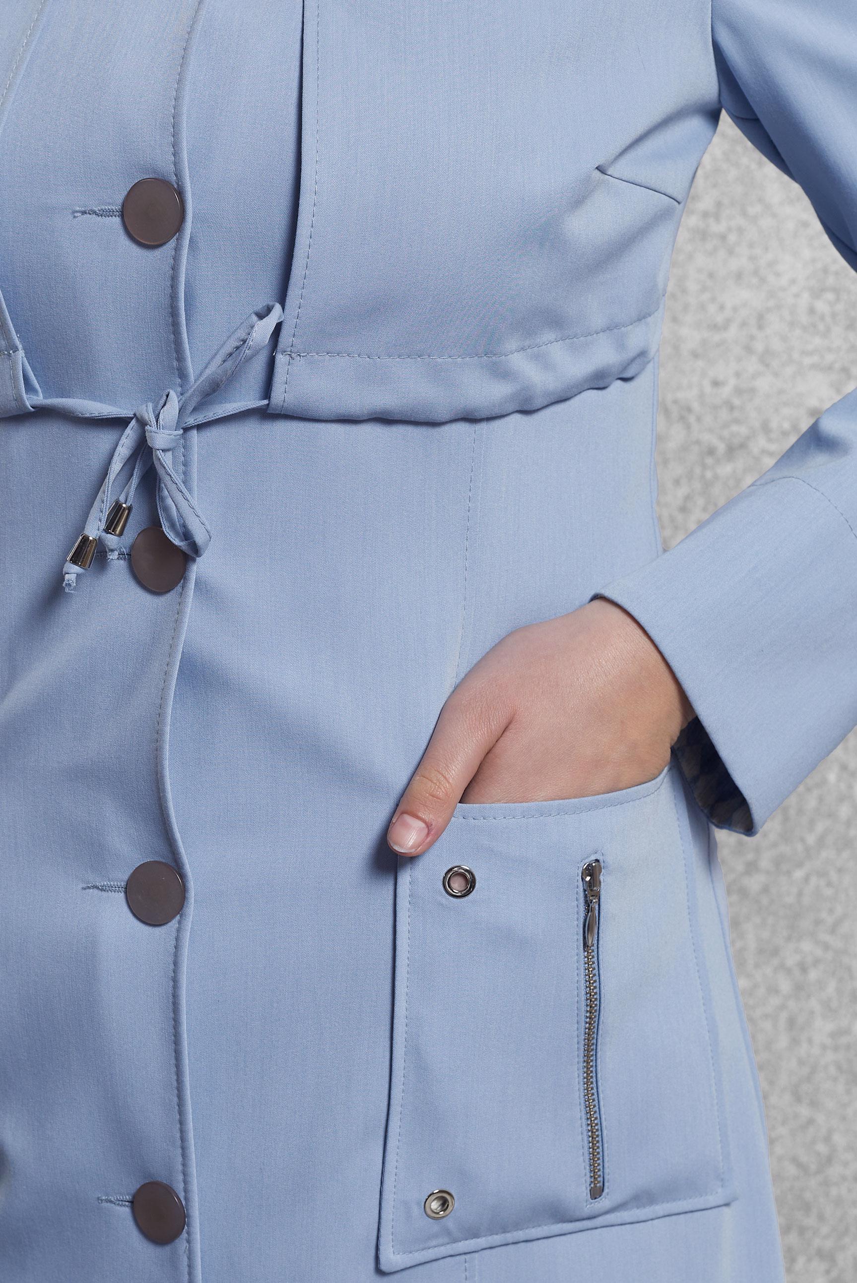 Tesettür giyim MAVİ KAPÜŞONLU PARDESÜ 1788