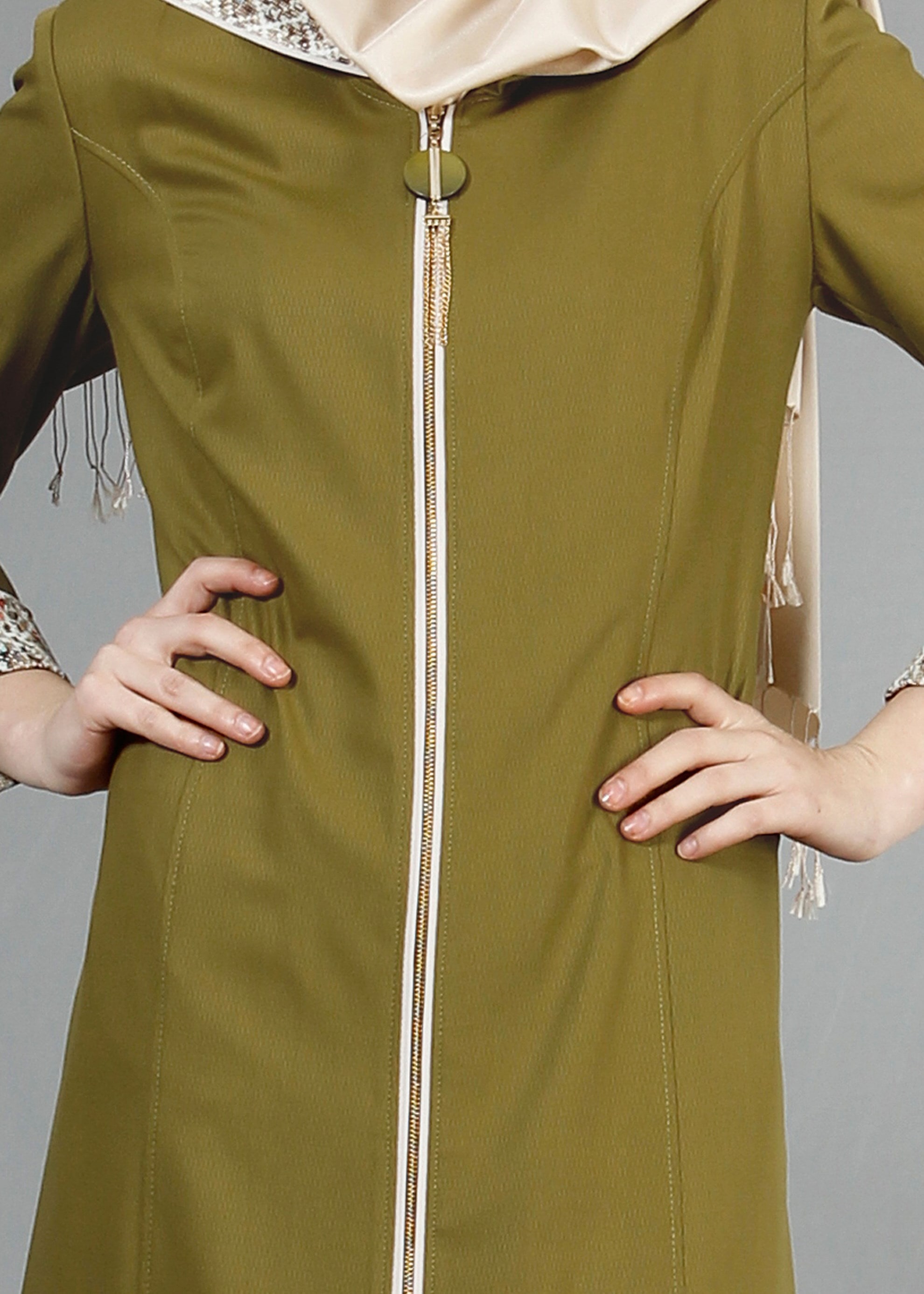 Tesettür giyim YEŞİL 1793 Deborah Tesettür Pardesü 40/48 TEK38