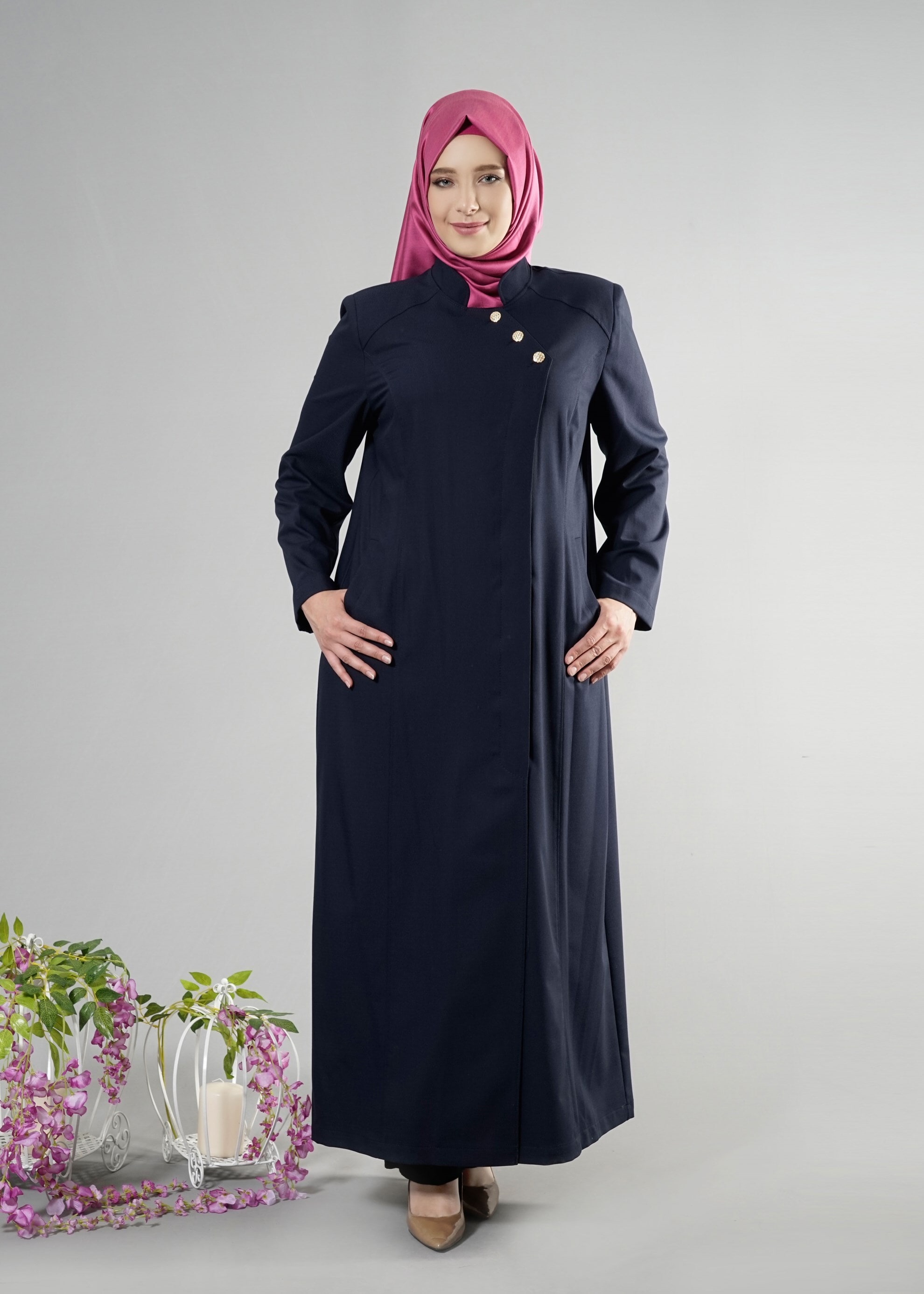 Tesettür giyim LACİVERT 1797 Deborah Tesettür Pardesü 46/52 TEK44