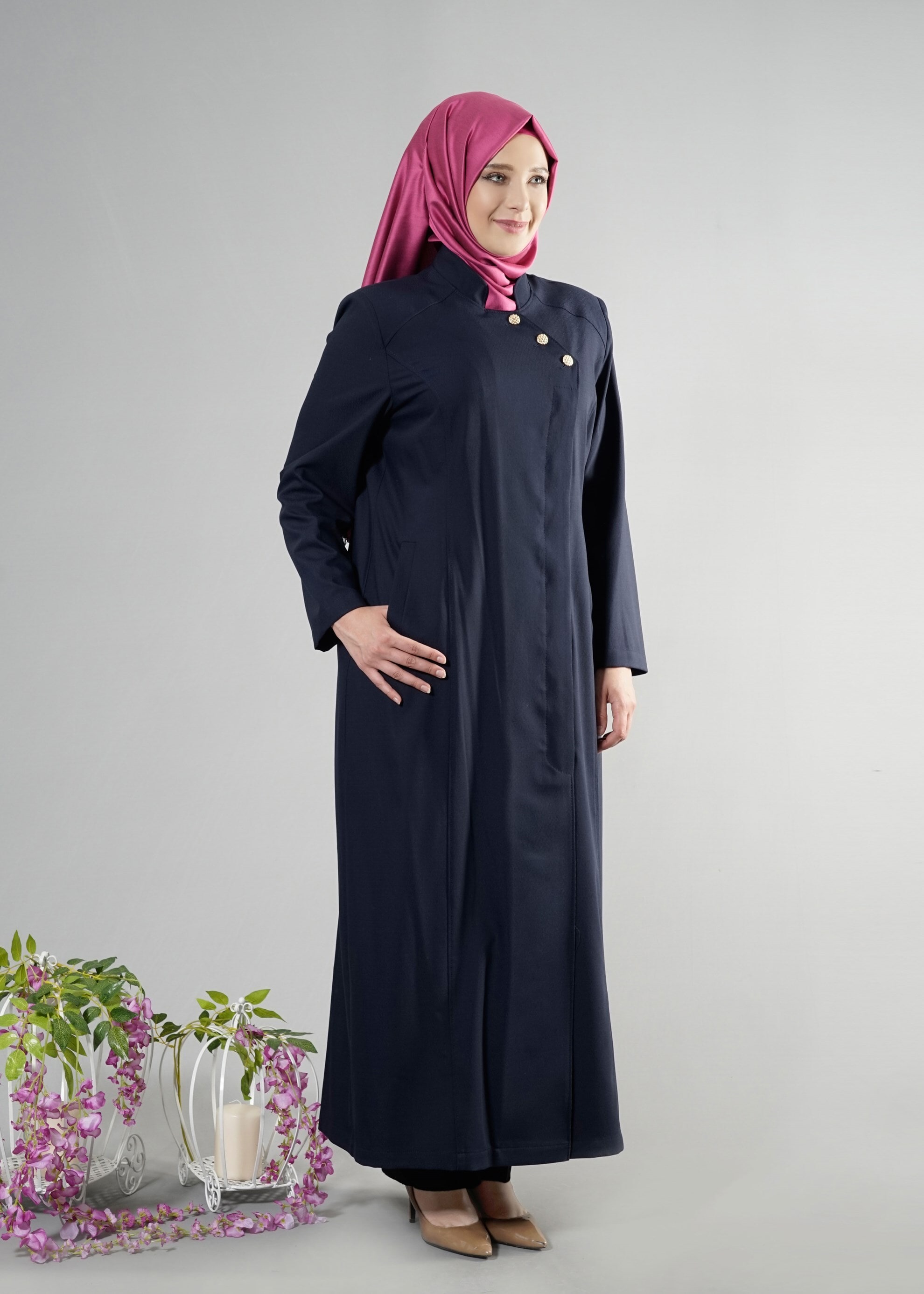 Tesettür giyim LACİVERT 1797 Deborah Tesettür Pardesü 46/52 TEK44