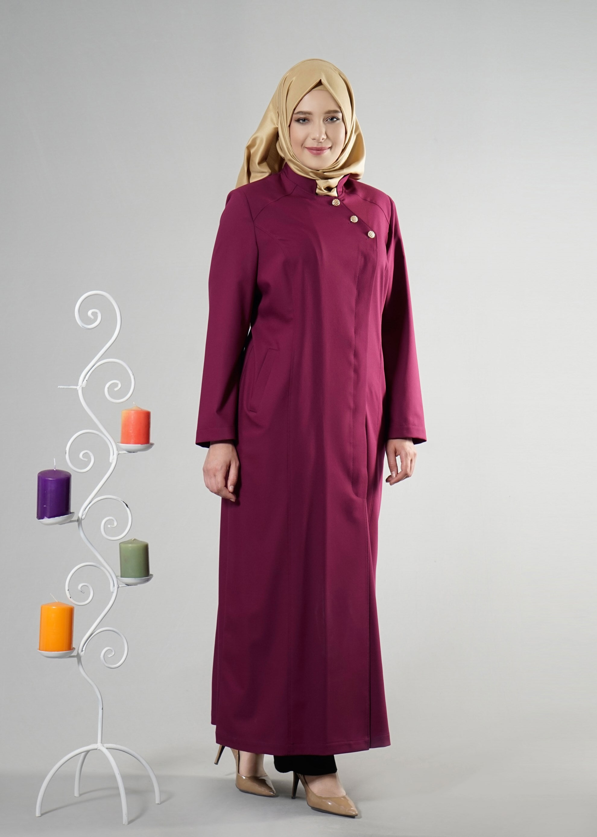 Tesettür giyim MOR 1797 Deborah Tesettür Pardesü 46/52 TEK44