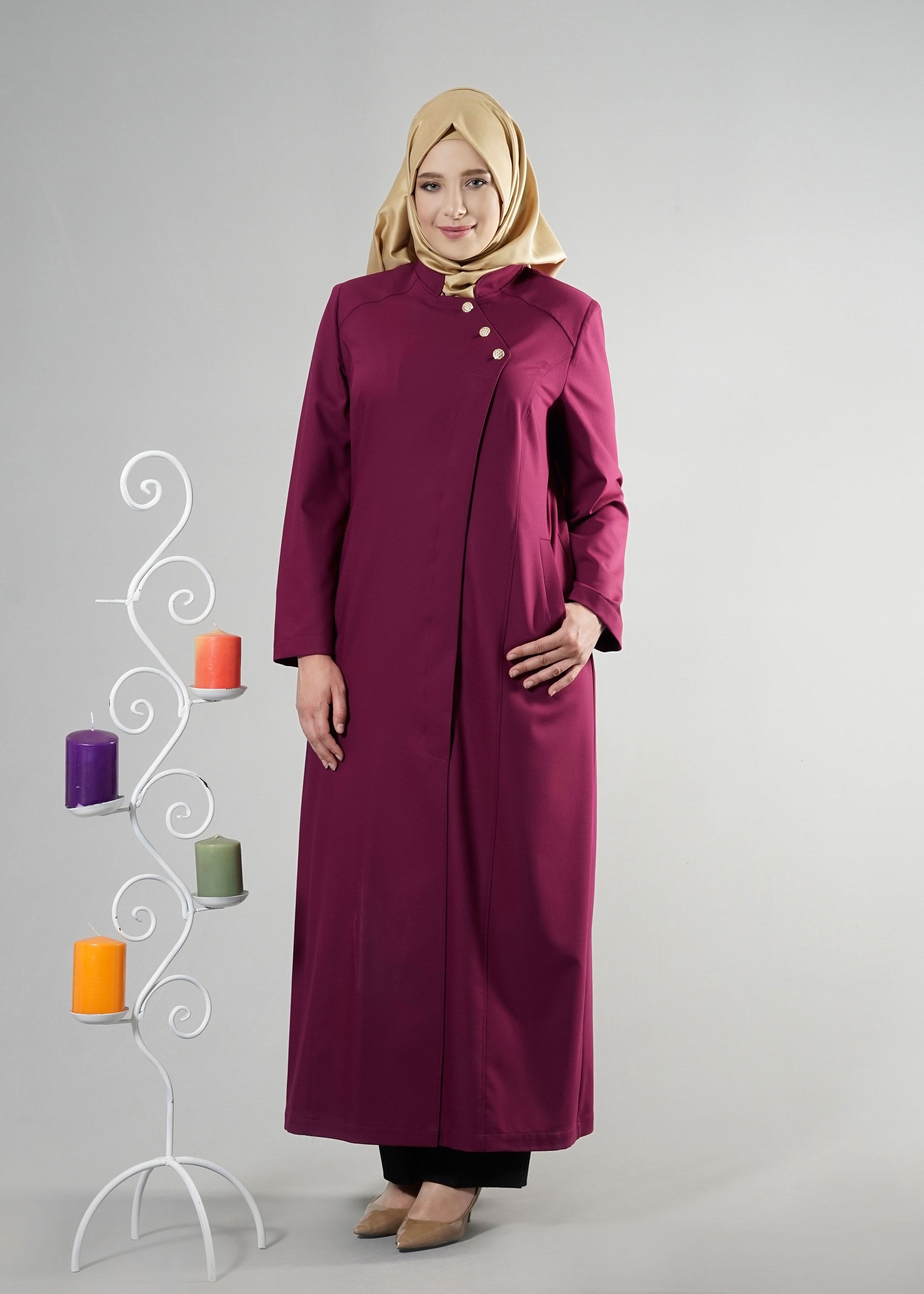 Tesettür giyim MOR 1797 Deborah Tesettür Pardesü 46/52 TEK44