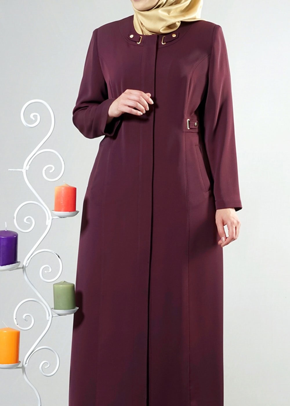 Tesettür giyim MÜRDÜM 1798 BAKLAVA PARDESÜ 46/52 TEK44