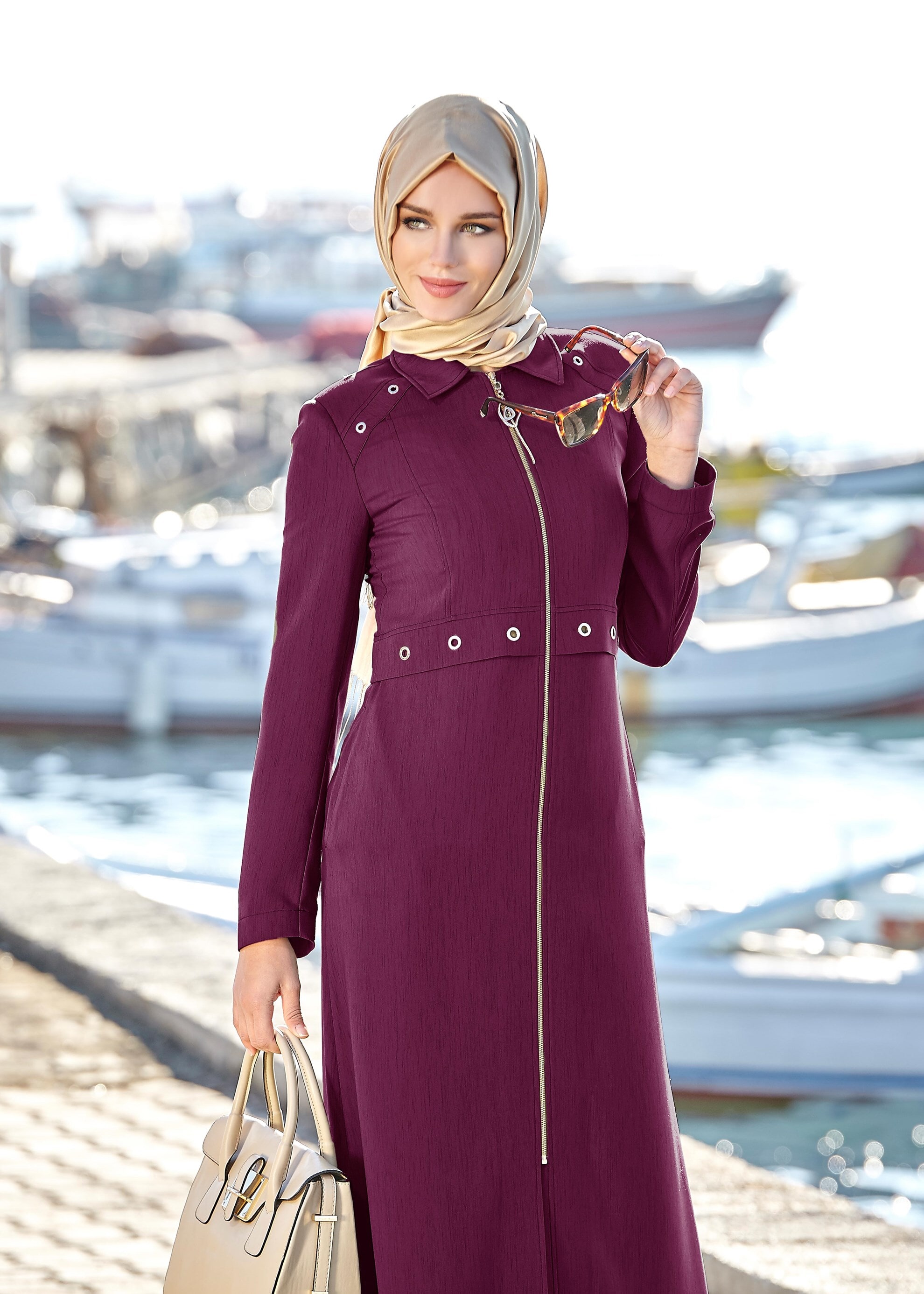 Tesettür giyim MÜRDÜM FERMUARLI PARDESÜ 1800