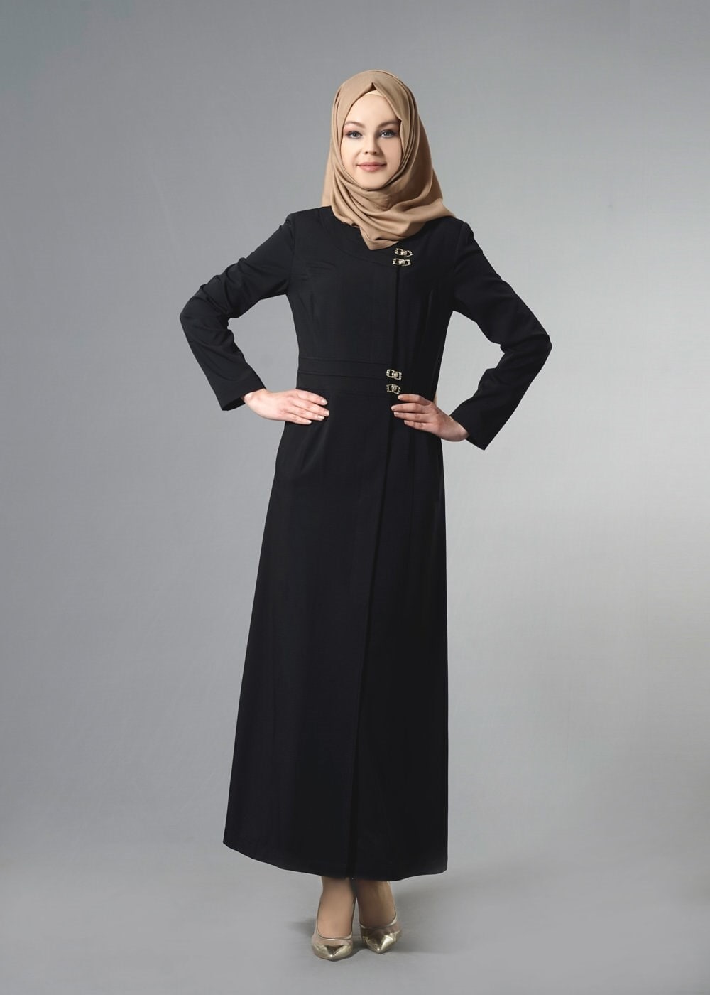 Tesettür giyim SİYAH CEPLİ TESETTÜR PARDESÜ 1809