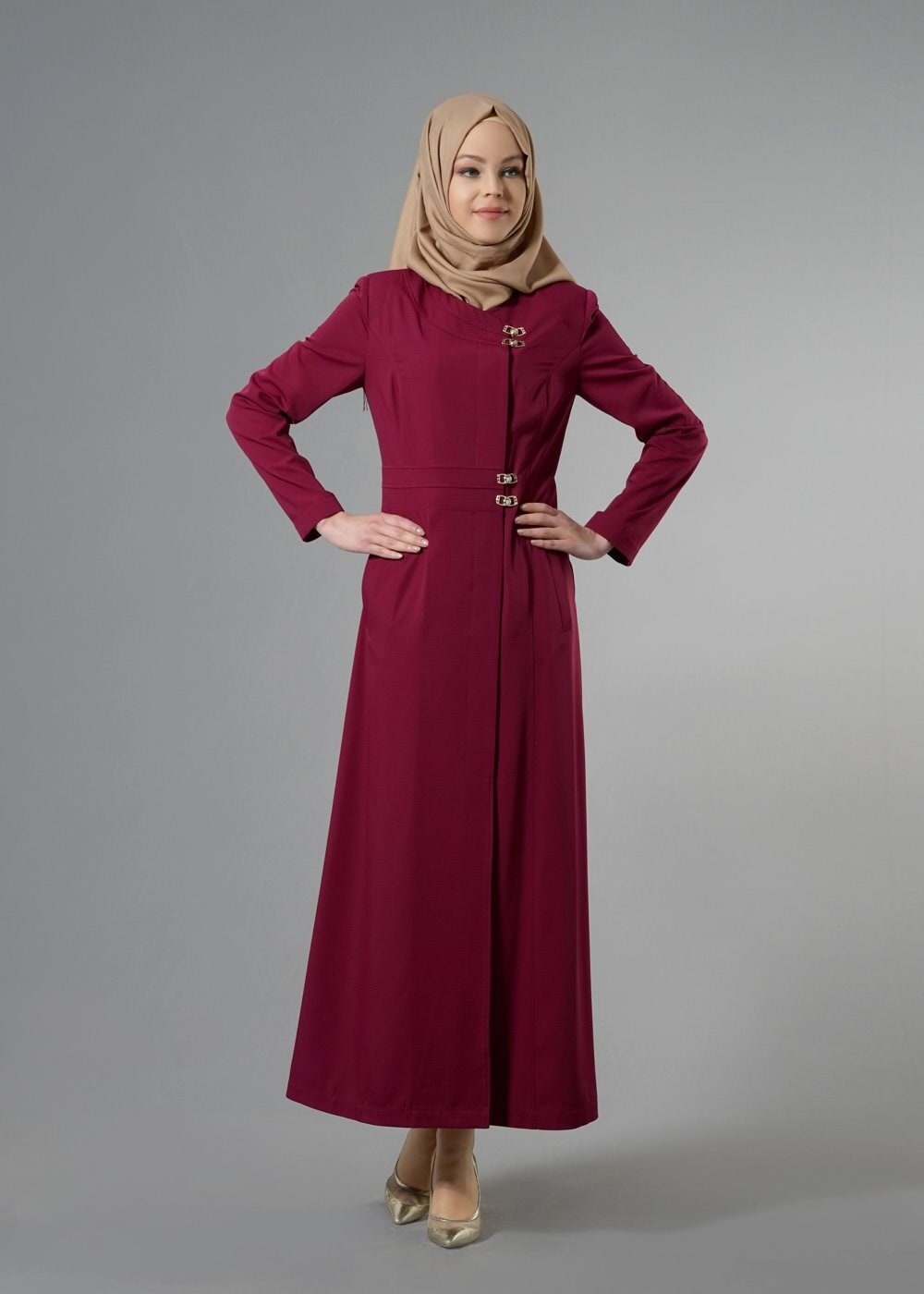 Tesettür giyim MÜRDÜM CEPLİ TESETTÜR PARDESÜ 1809