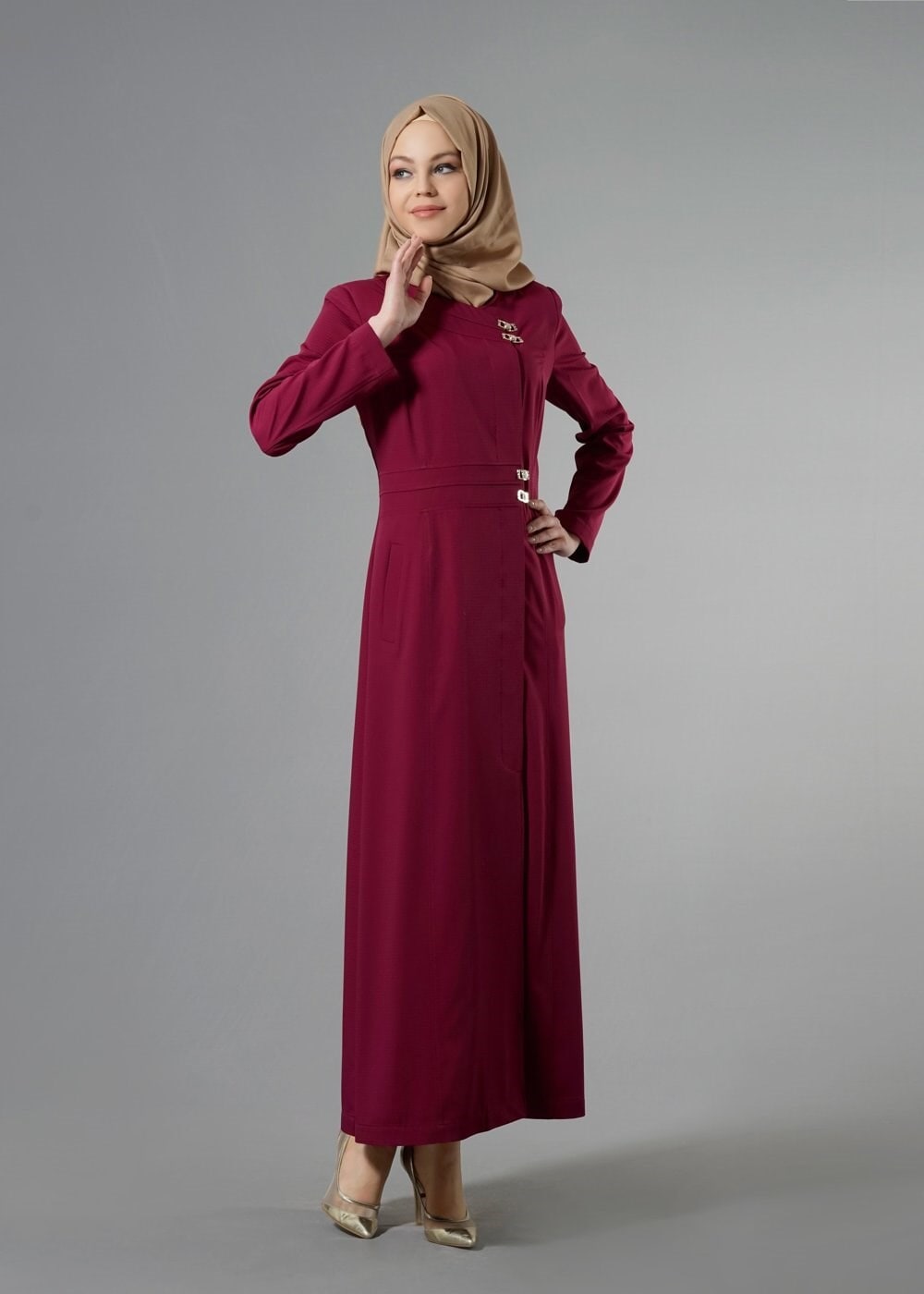 Tesettür giyim MÜRDÜM CEPLİ TESETTÜR PARDESÜ 1809