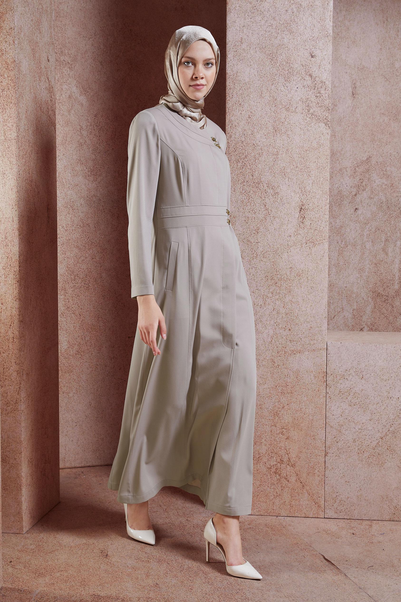 Tesettür giyim BEJ CEPLİ TESETTÜR PARDESÜ 1809