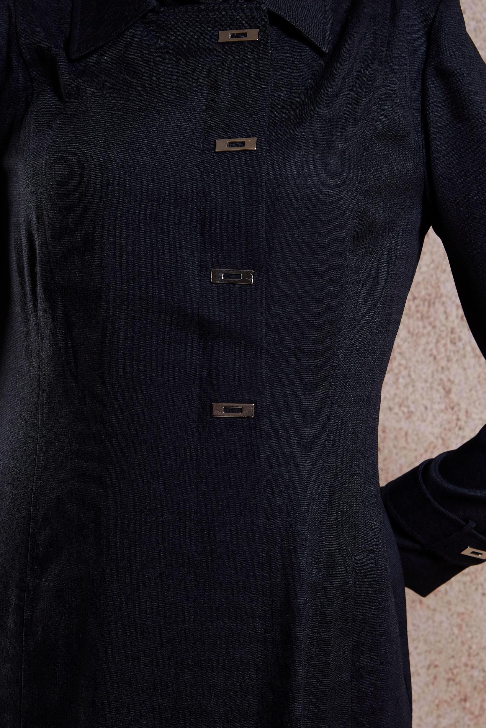 Tesettür giyim SİYAH GÖMLEK YAKA PARDESÜ 1812