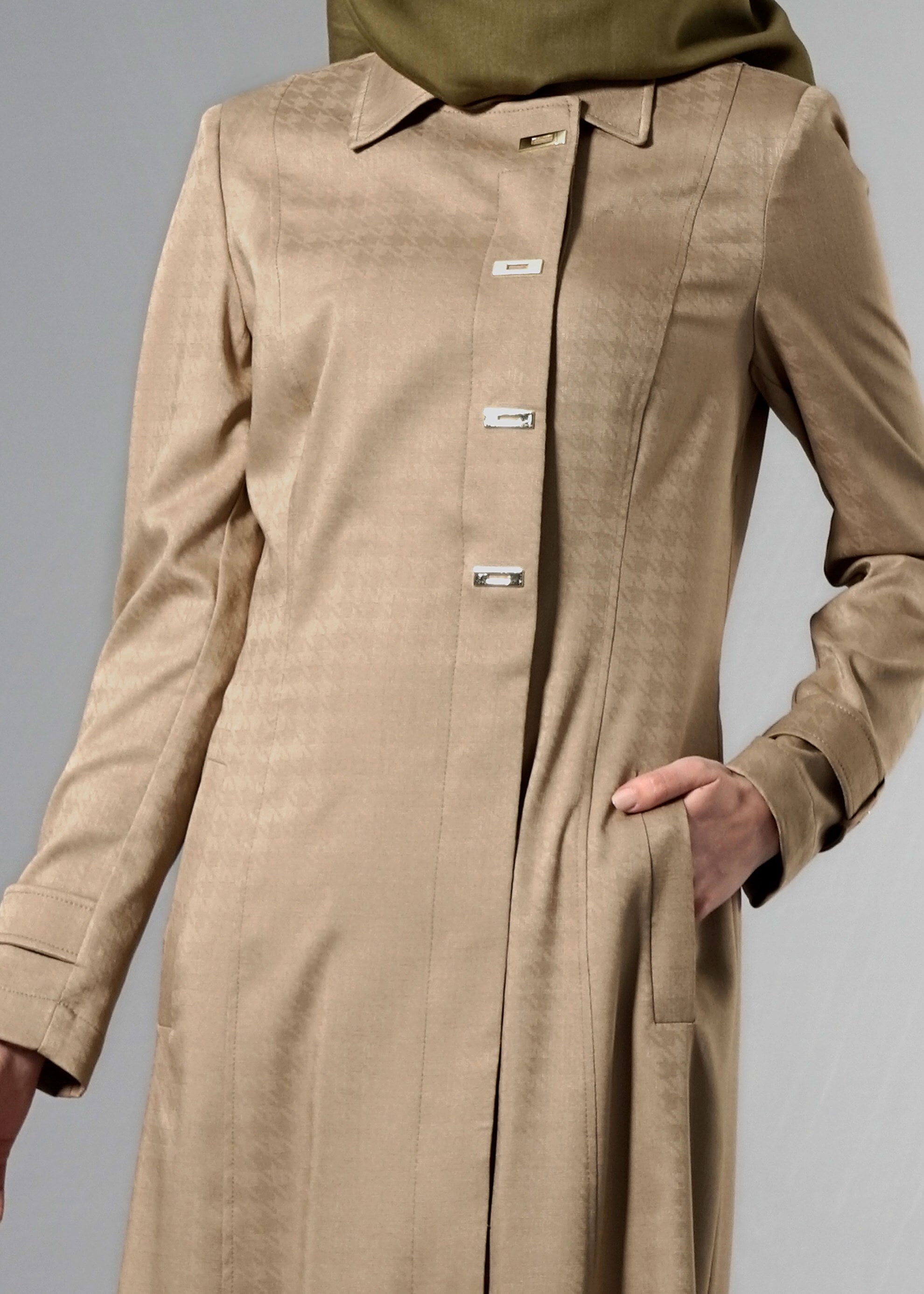 Tesettür giyim KAHVE GÖMLEK YAKA PARDESÜ 1812