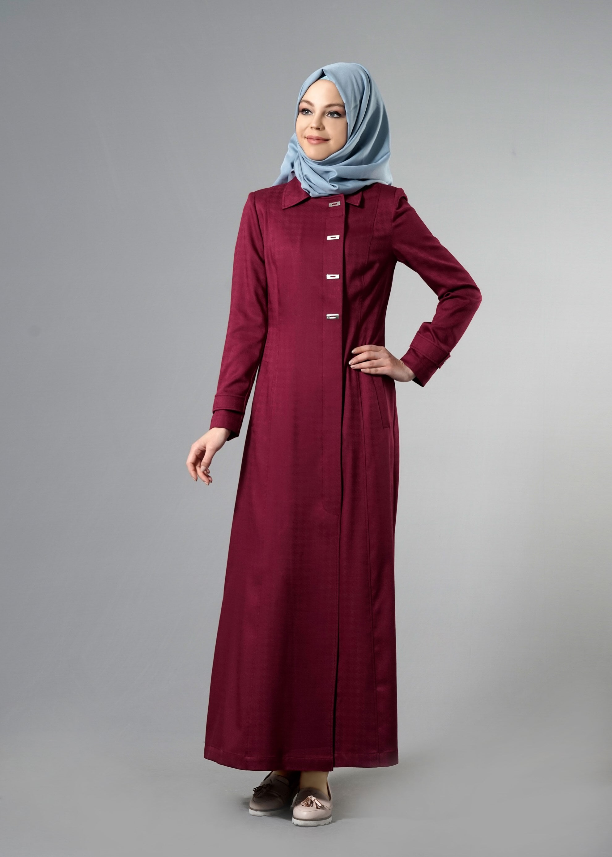 Tesettür giyim FUŞYA GÖMLEK YAKA PARDESÜ 1812