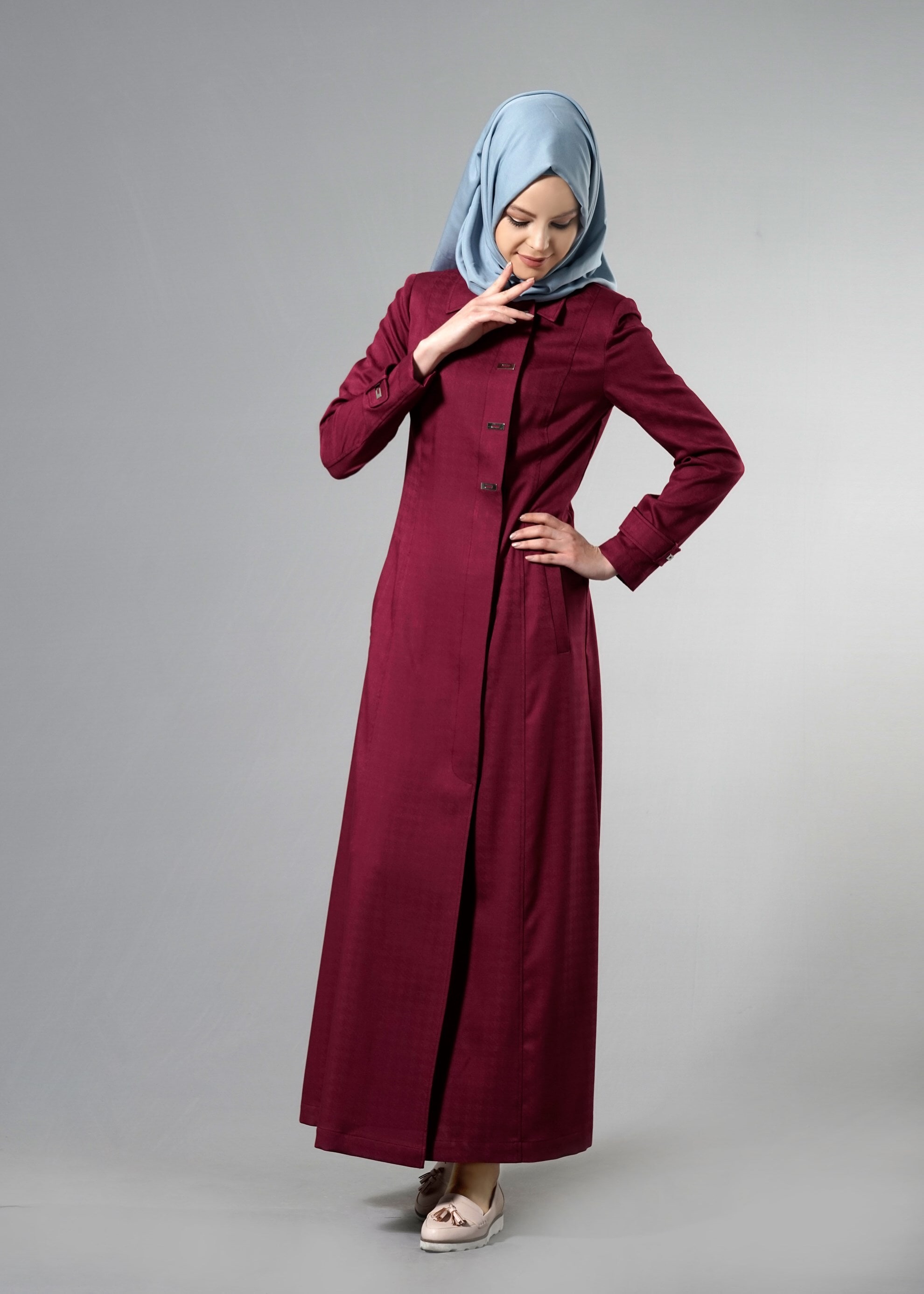 Tesettür giyim FUŞYA GÖMLEK YAKA PARDESÜ 1812