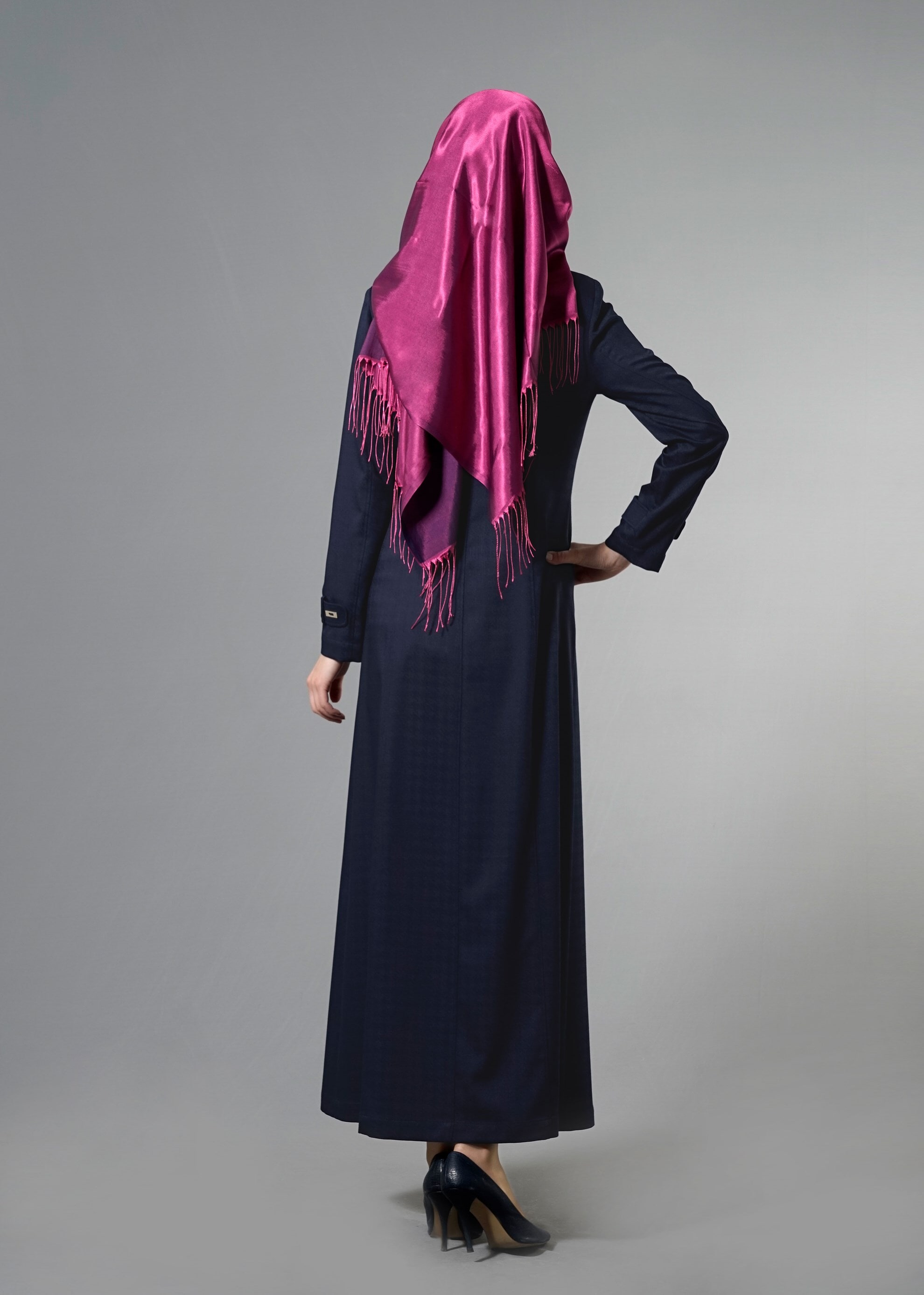 Tesettür giyim LACİVERT GÖMLEK YAKA PARDESÜ 1812