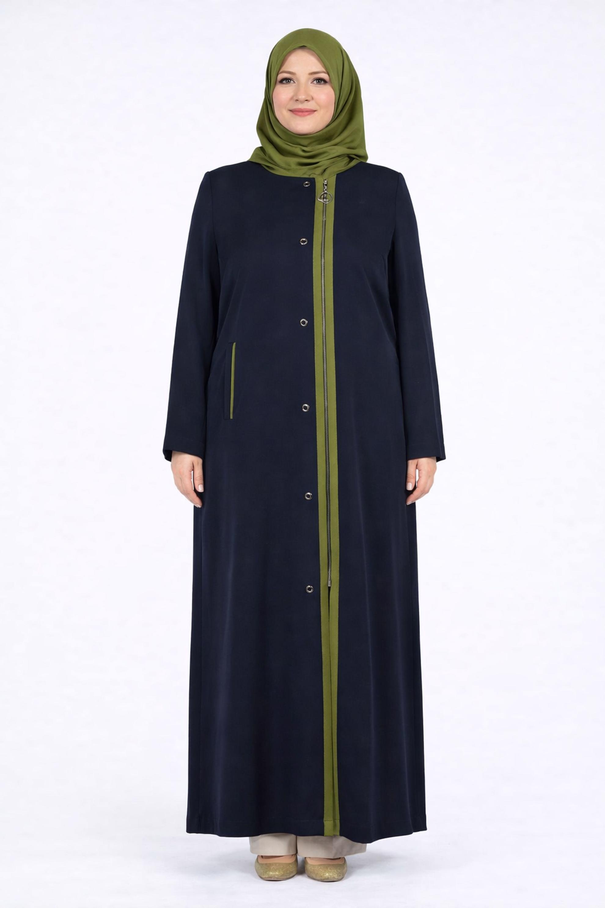 Tesettür giyim LACİVERT FERMUARLI PARDESÜ 1818